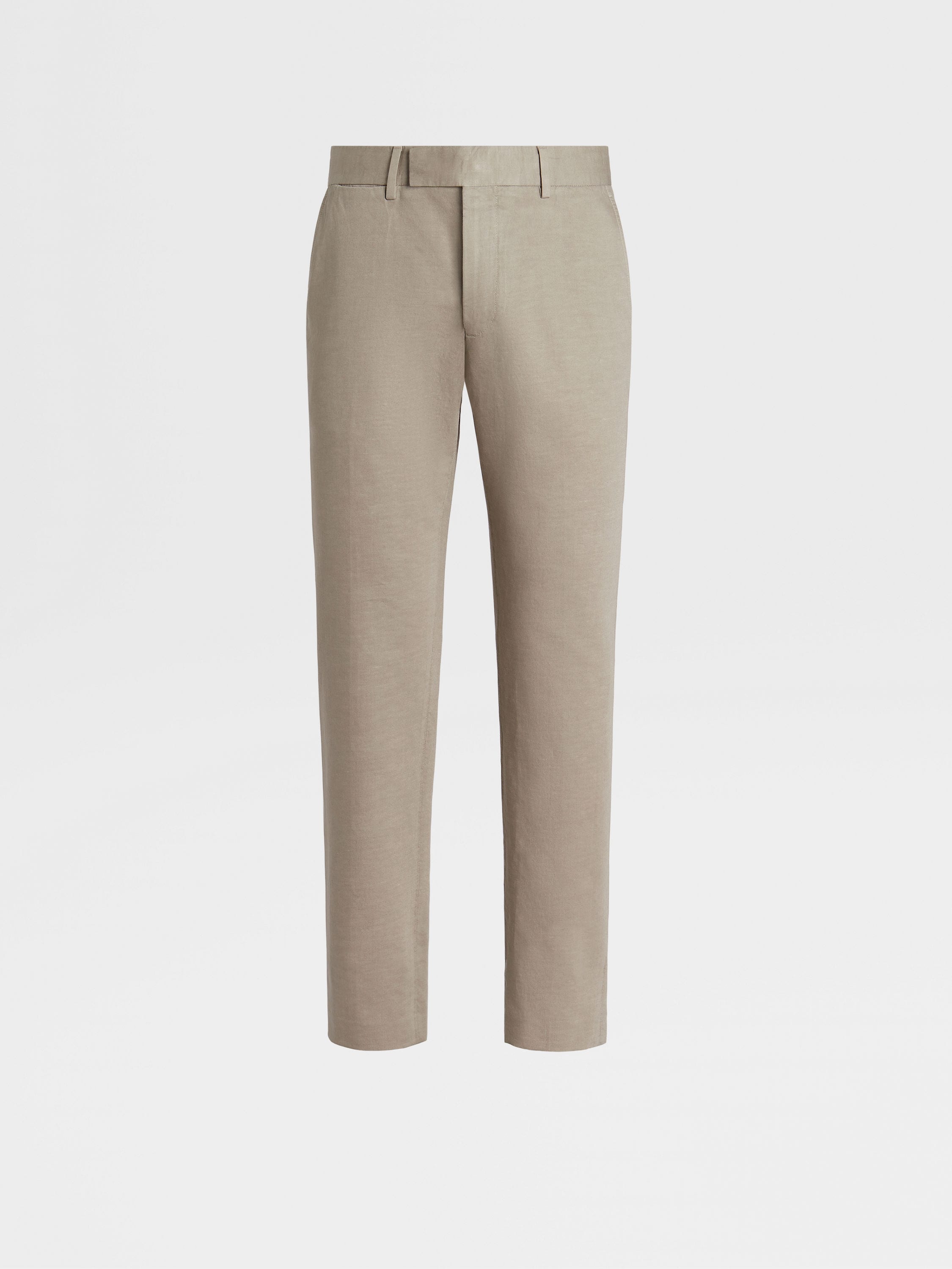 Light Grey Cotton and Linen Summer Chino Pants