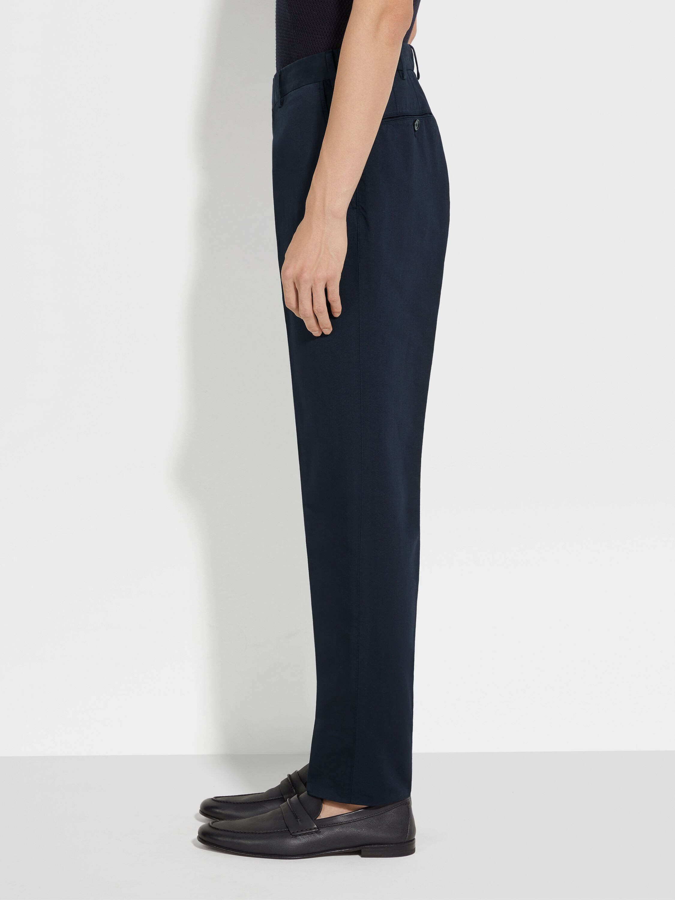 Navy Blue Summer Chino Cotton and Linen Pants Product detail photo #2