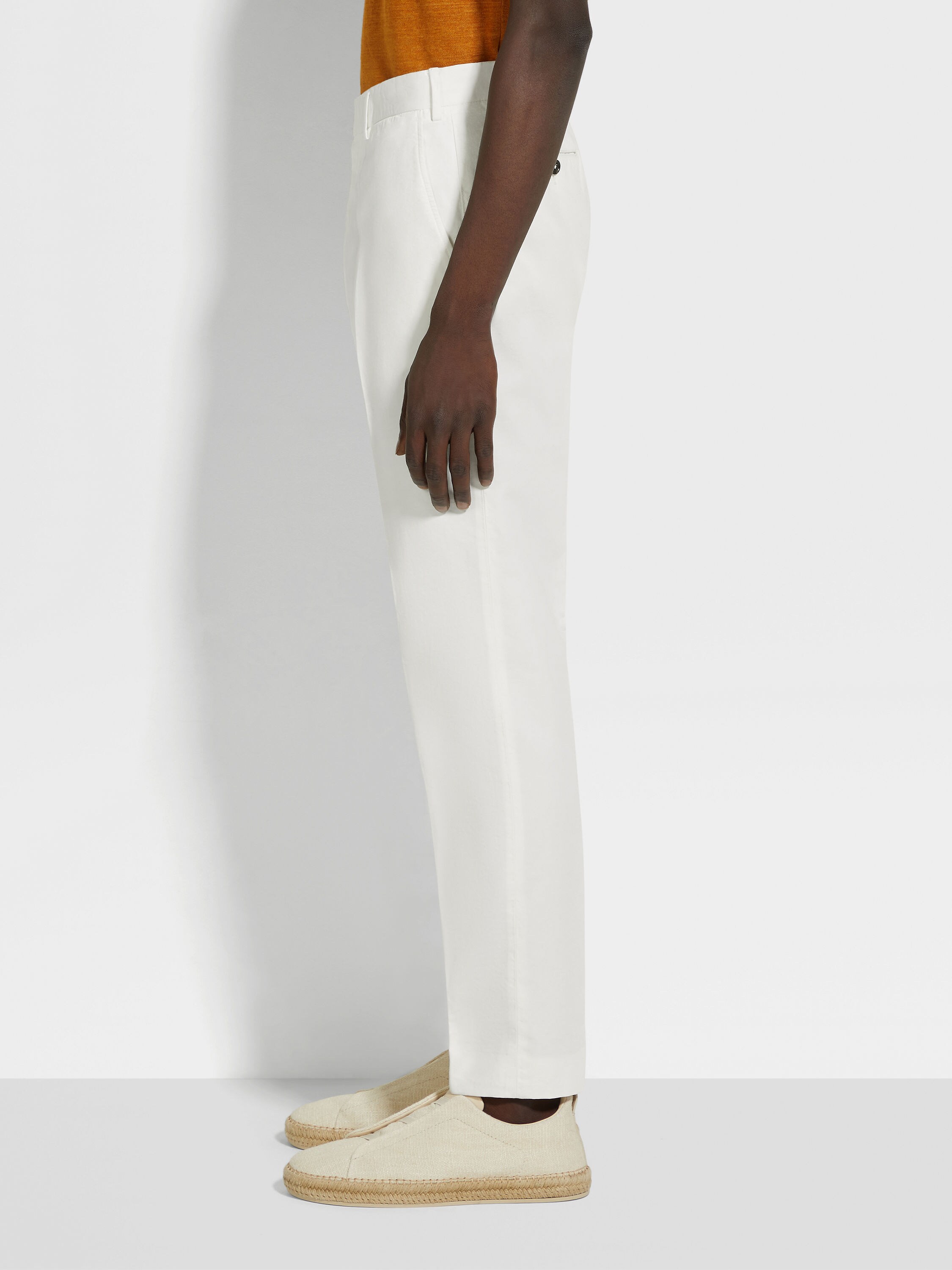 White Summer Chino Cotton and Linen Pants Product detail photo #2