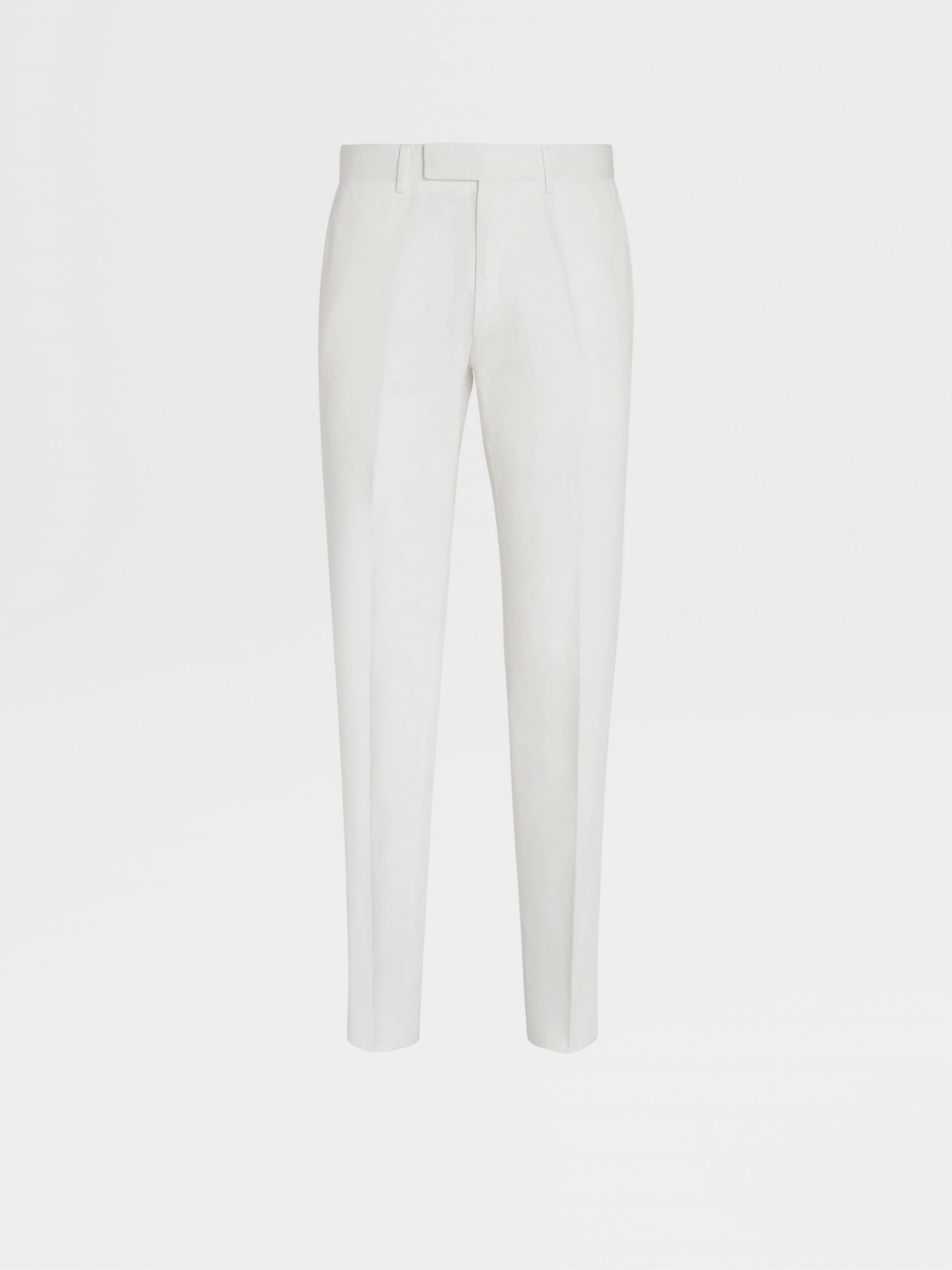 White Summer Chino Cotton and Linen Pants