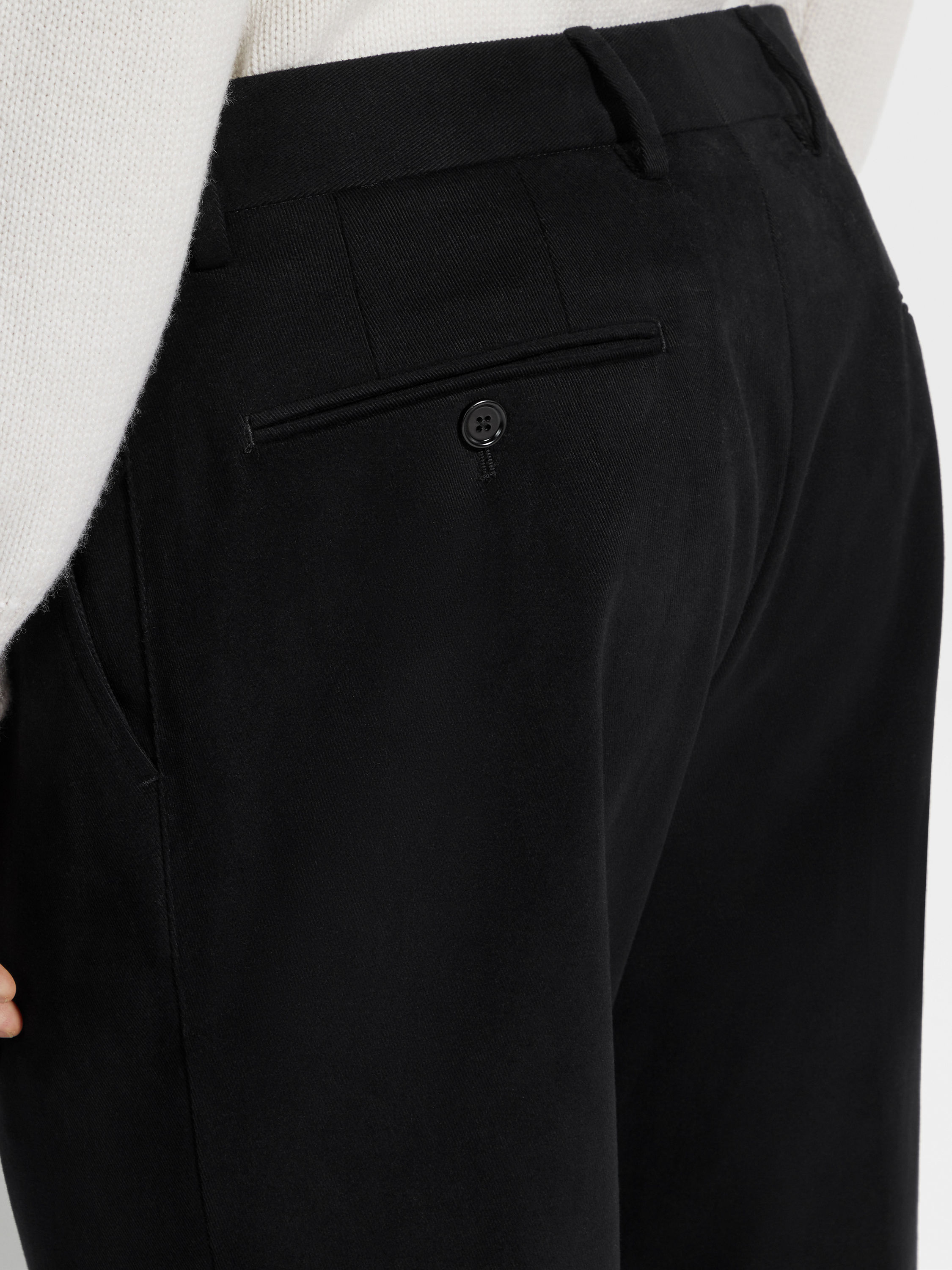Black Winter Chino Cotton Blend Pants Product detail photo #1