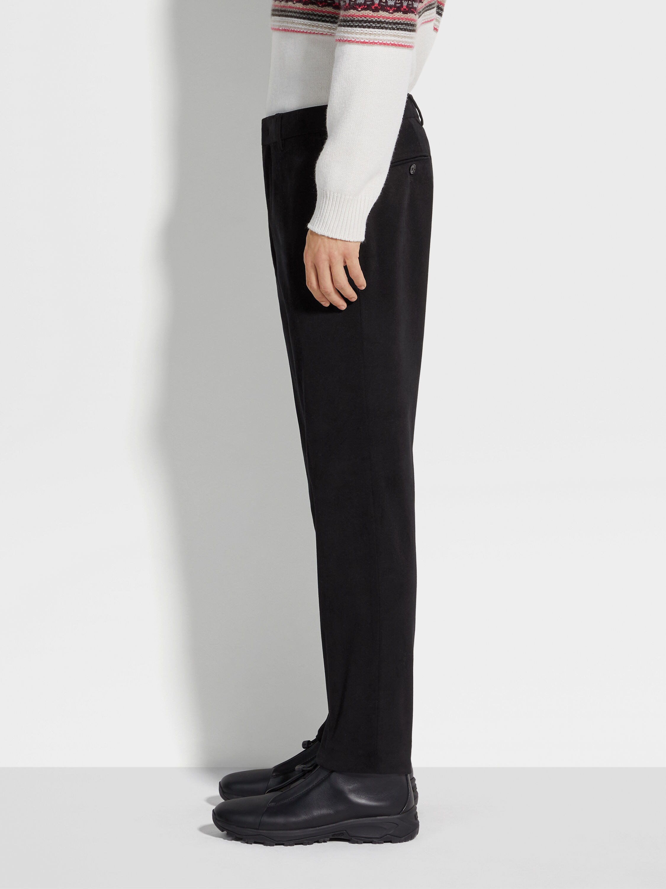 Black Winter Chino Cotton Blend Pants Product detail photo #3