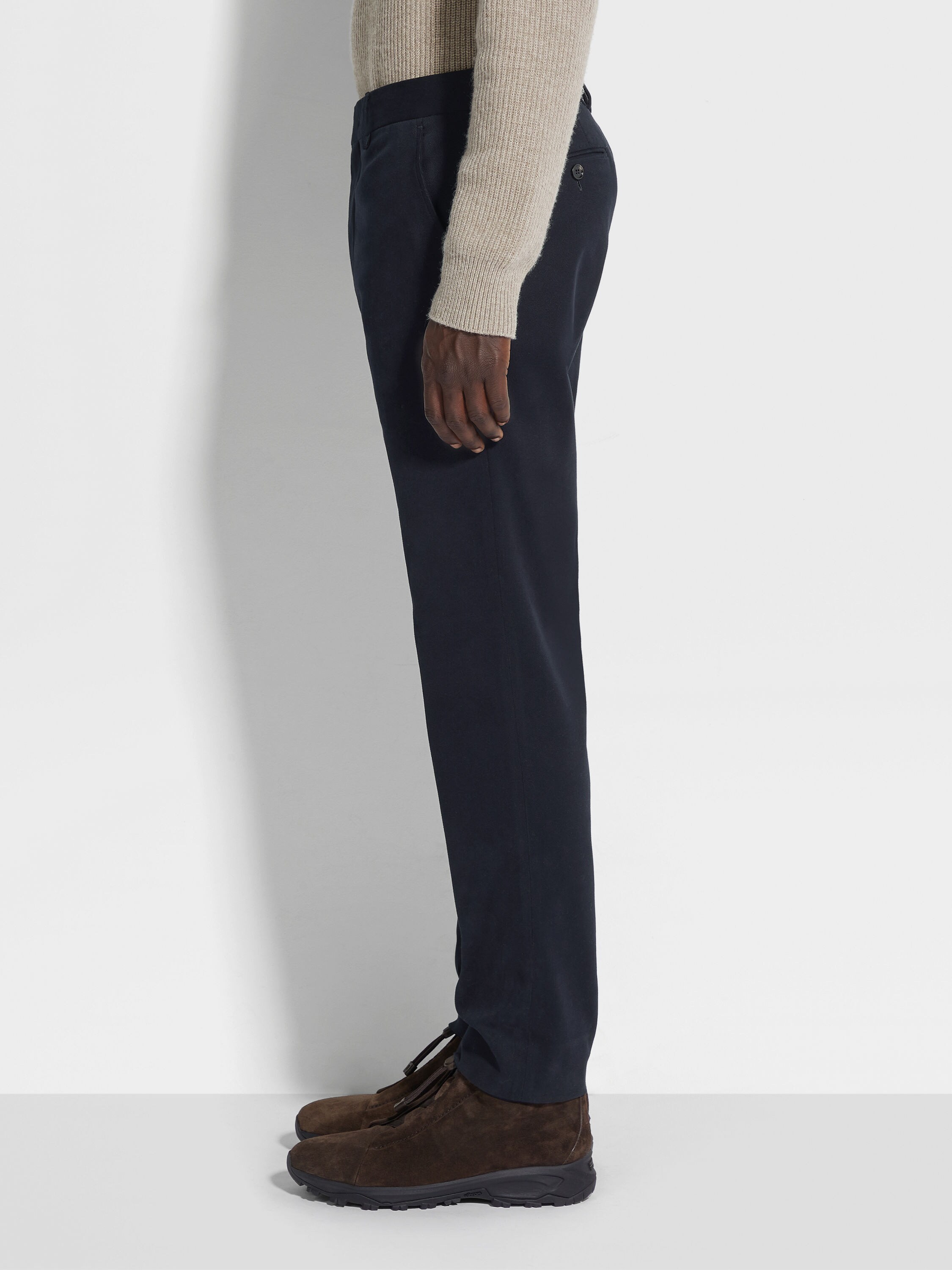 Navy Blue Winter Chino Cotton Blend Pants Product detail photo #3