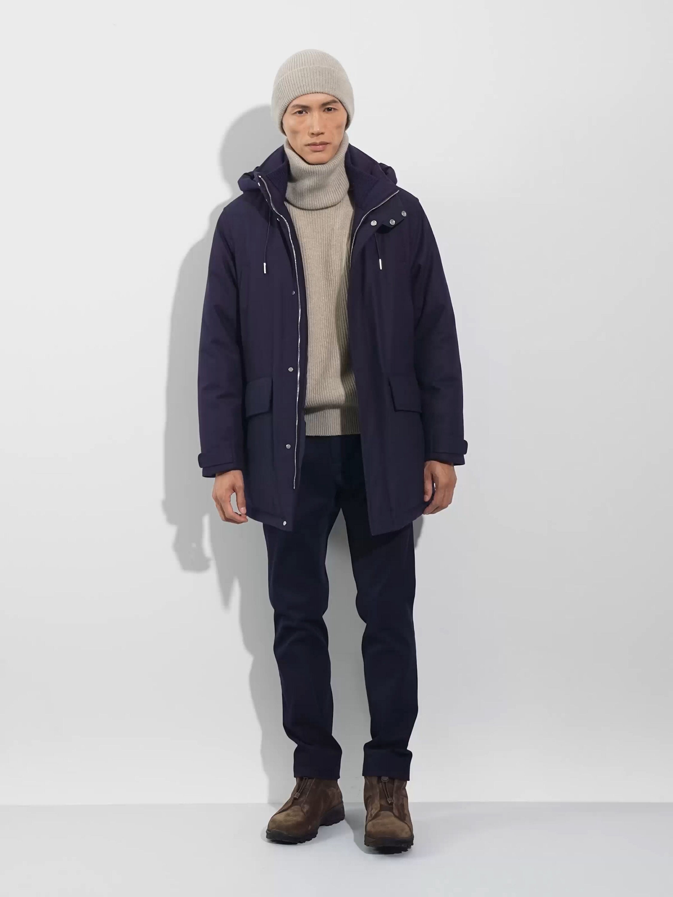 Navy Blue Winter Chino Cotton Blend Pants