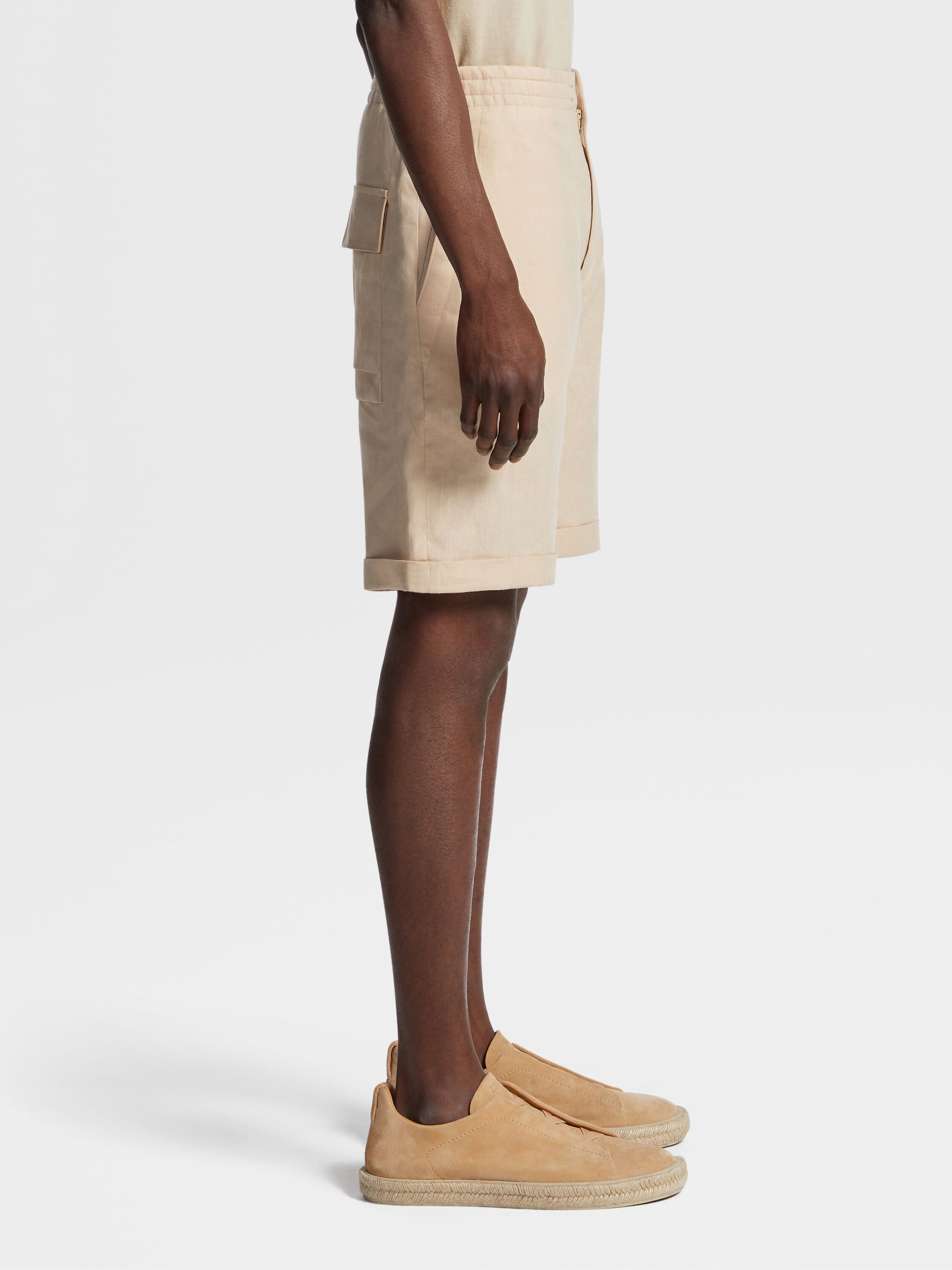 Off White Linen Shorts Product detail photo #3