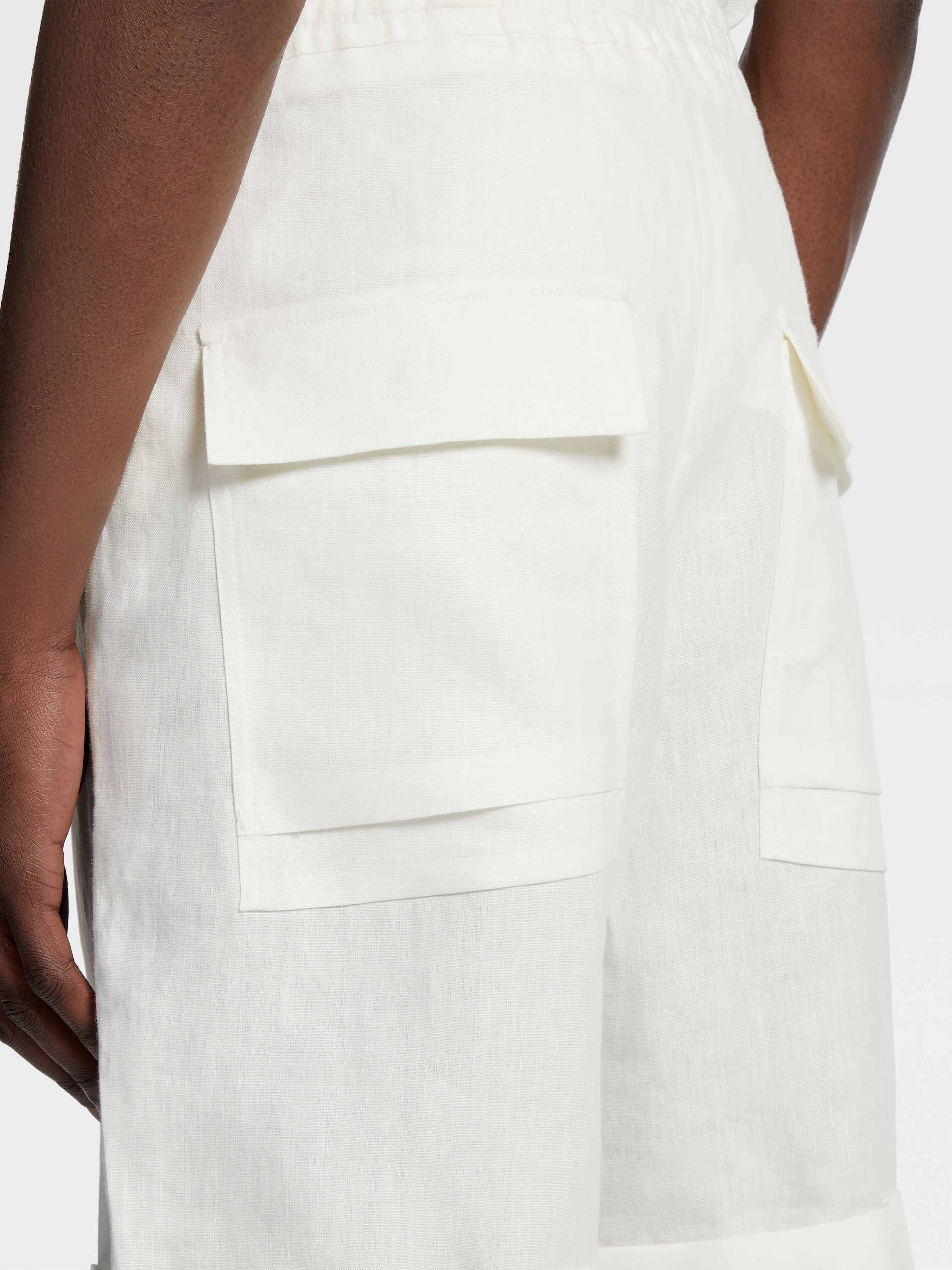 White Linen Shorts Product detail photo #4