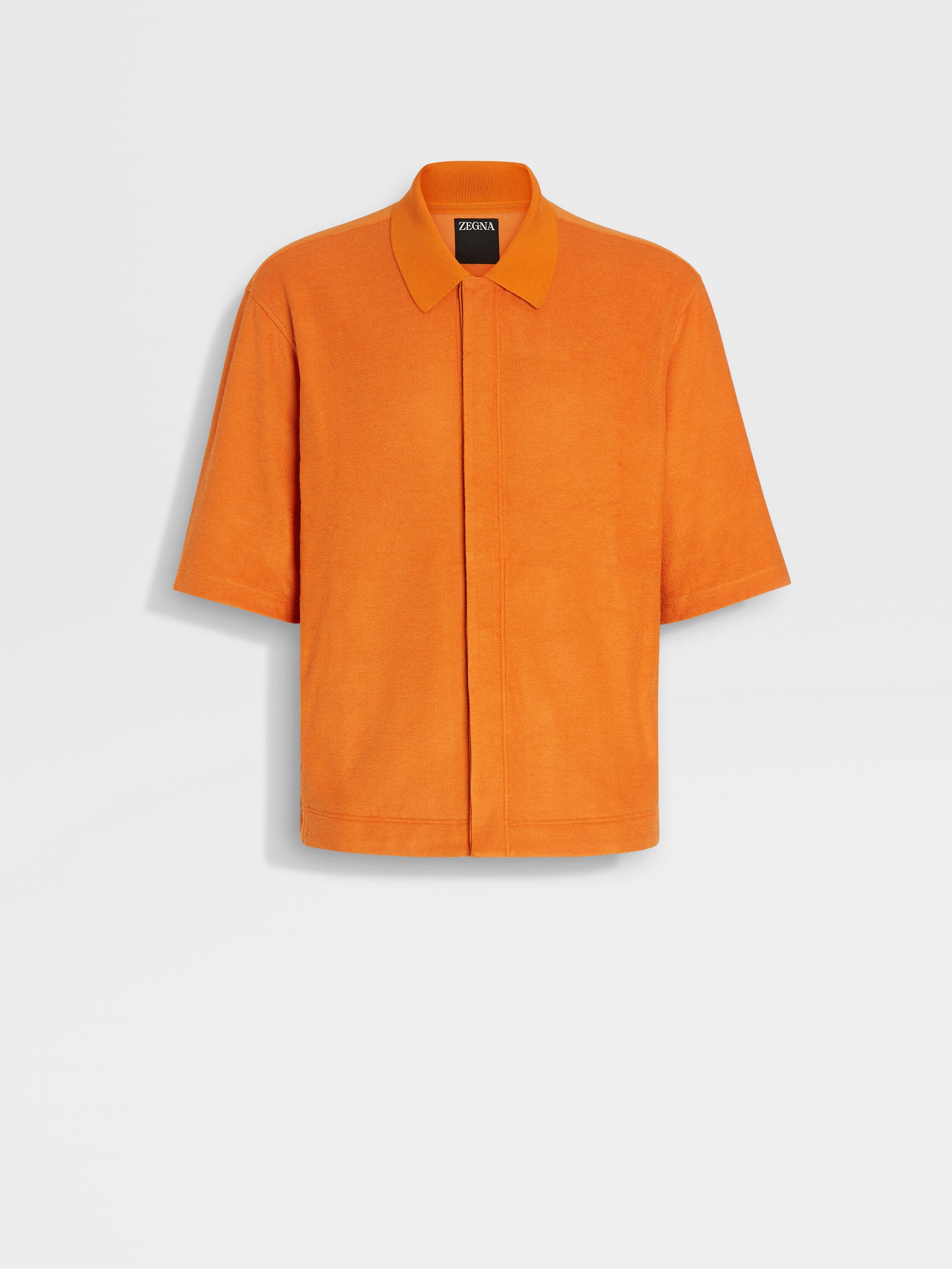 亮橙色棉及桑蚕丝衬衫