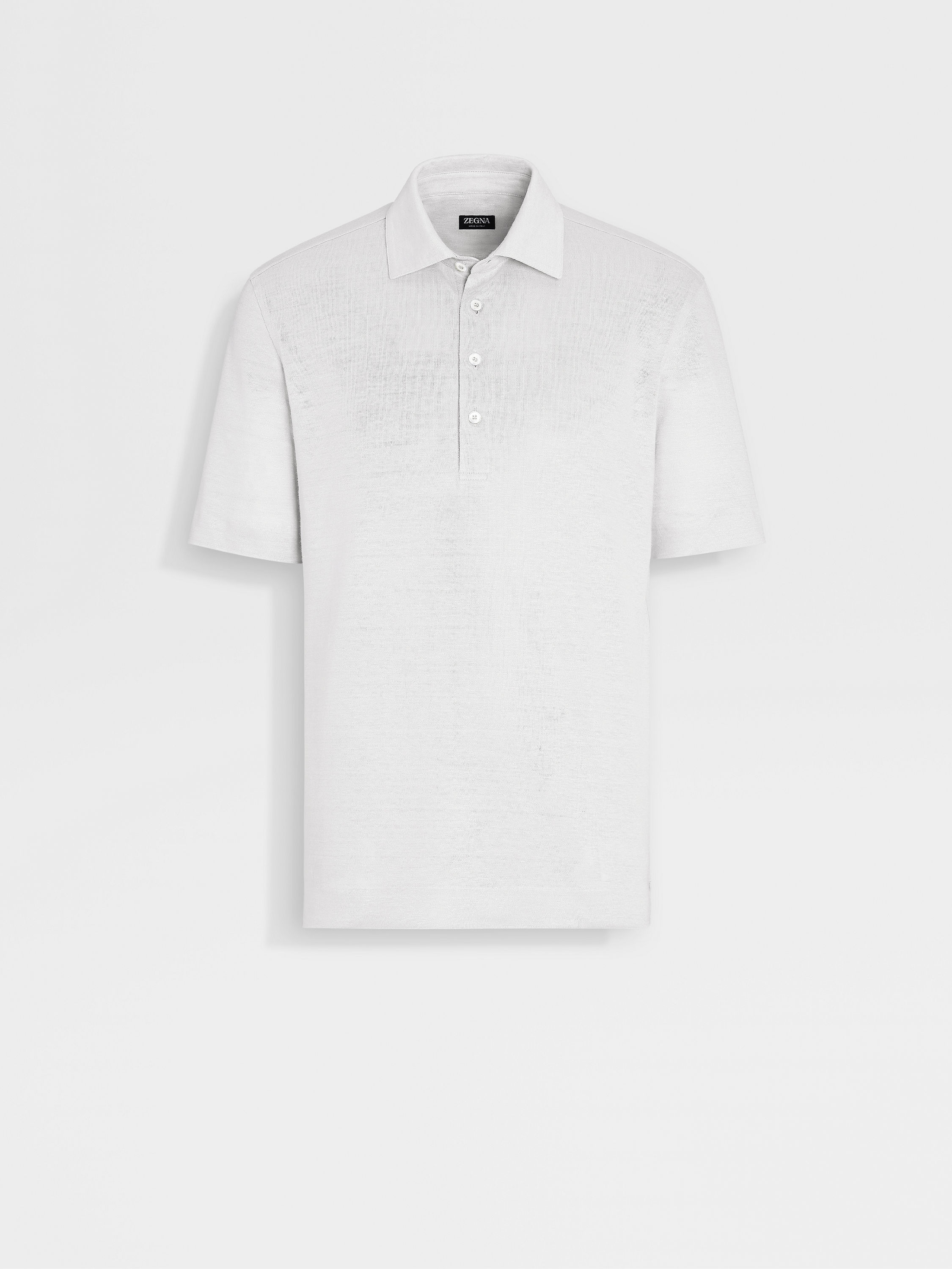 Optical White Linen Polo Shirt Main product photo
