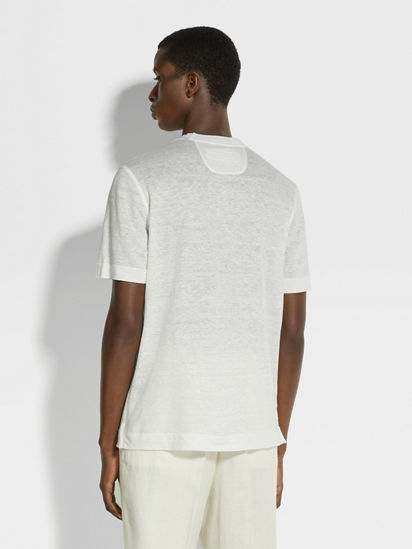 【ZEGNA】清潔感ある白T☆ ゼニア リネン Tシャツ Optical White Linen T-shirt SS25 30314296 | Zegna MO