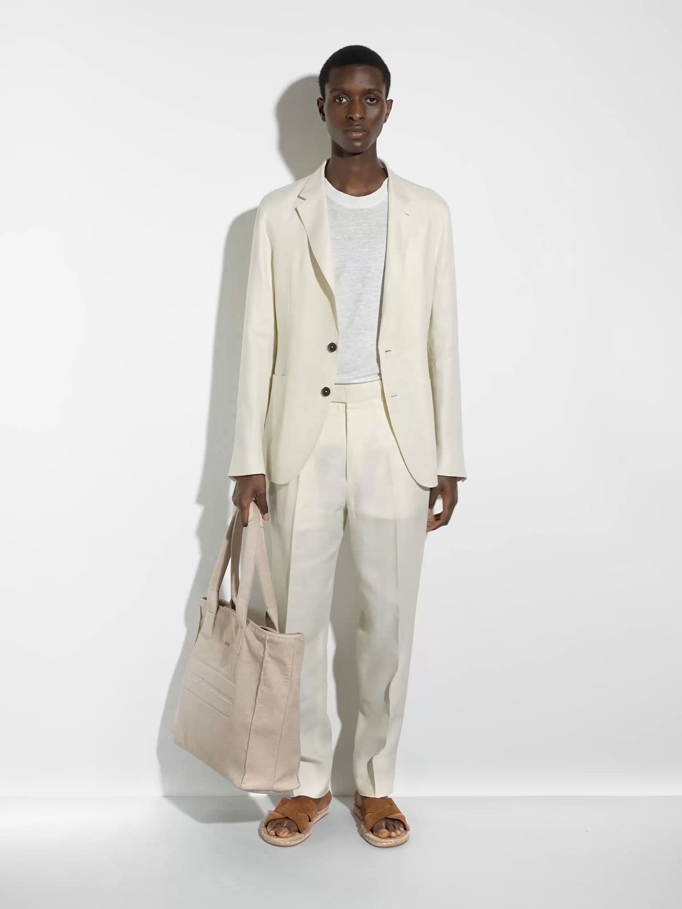 荧光白亚麻 T 恤