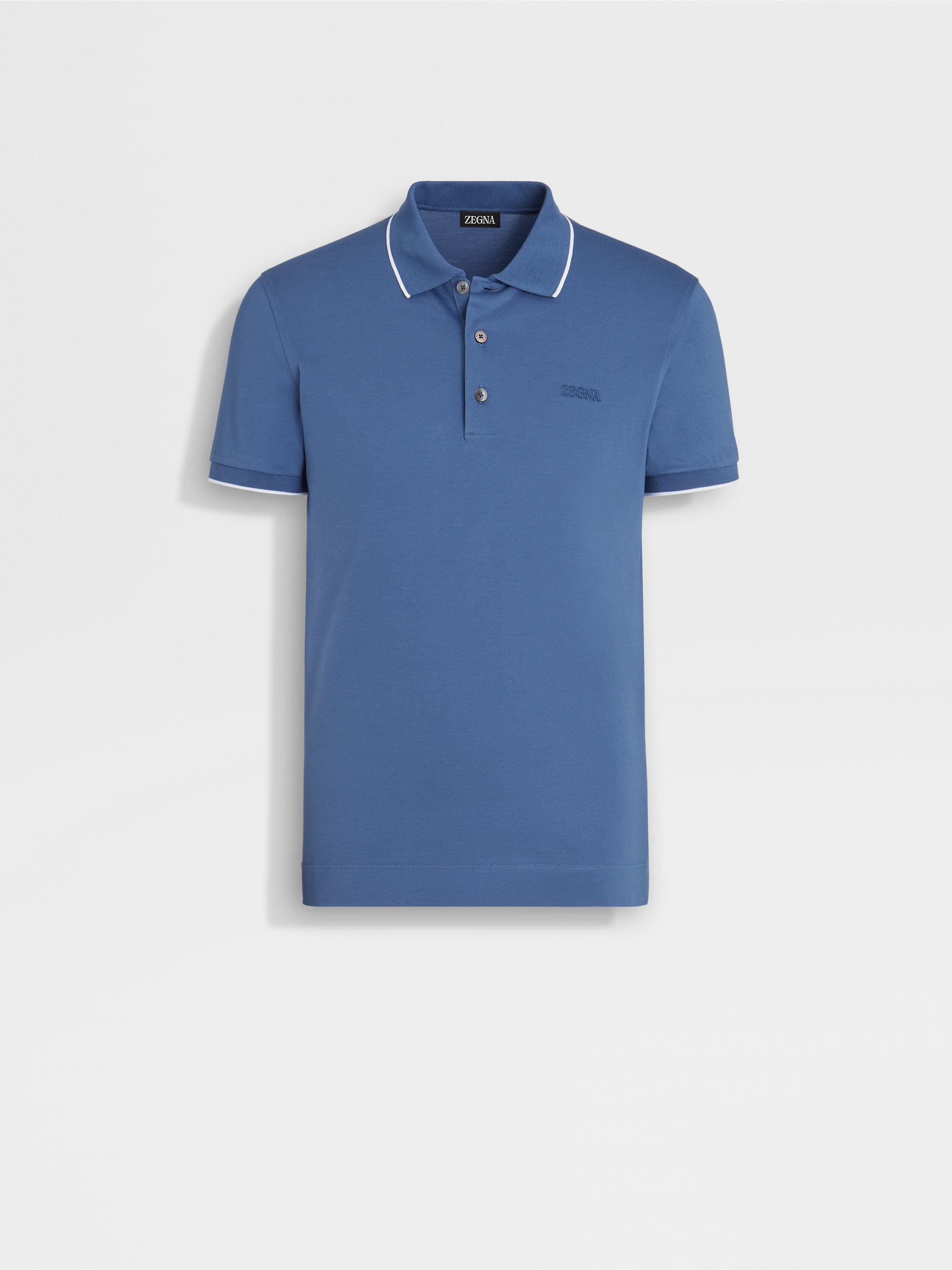 Dark Avio Blue Stretch Cotton Polo Shirt