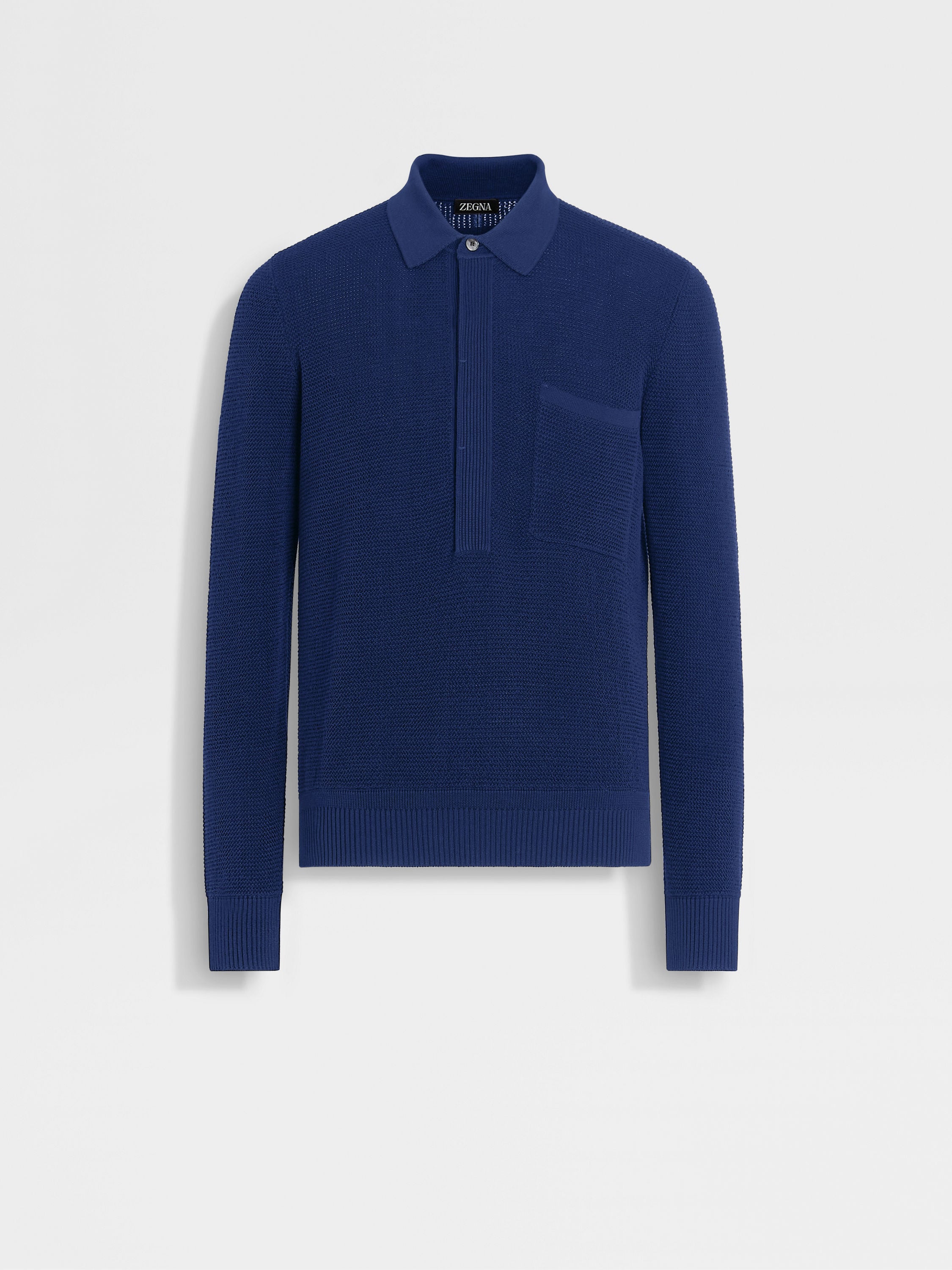 Utility Blue Mélange Cotton and Silk Polo Shirt