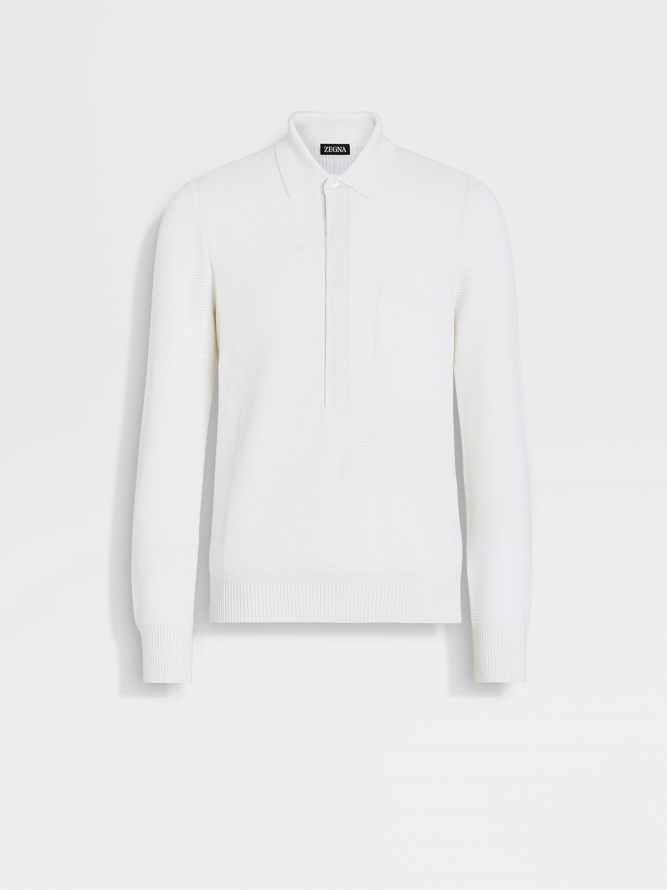 White Mélange Cotton and Silk Polo Shirt
