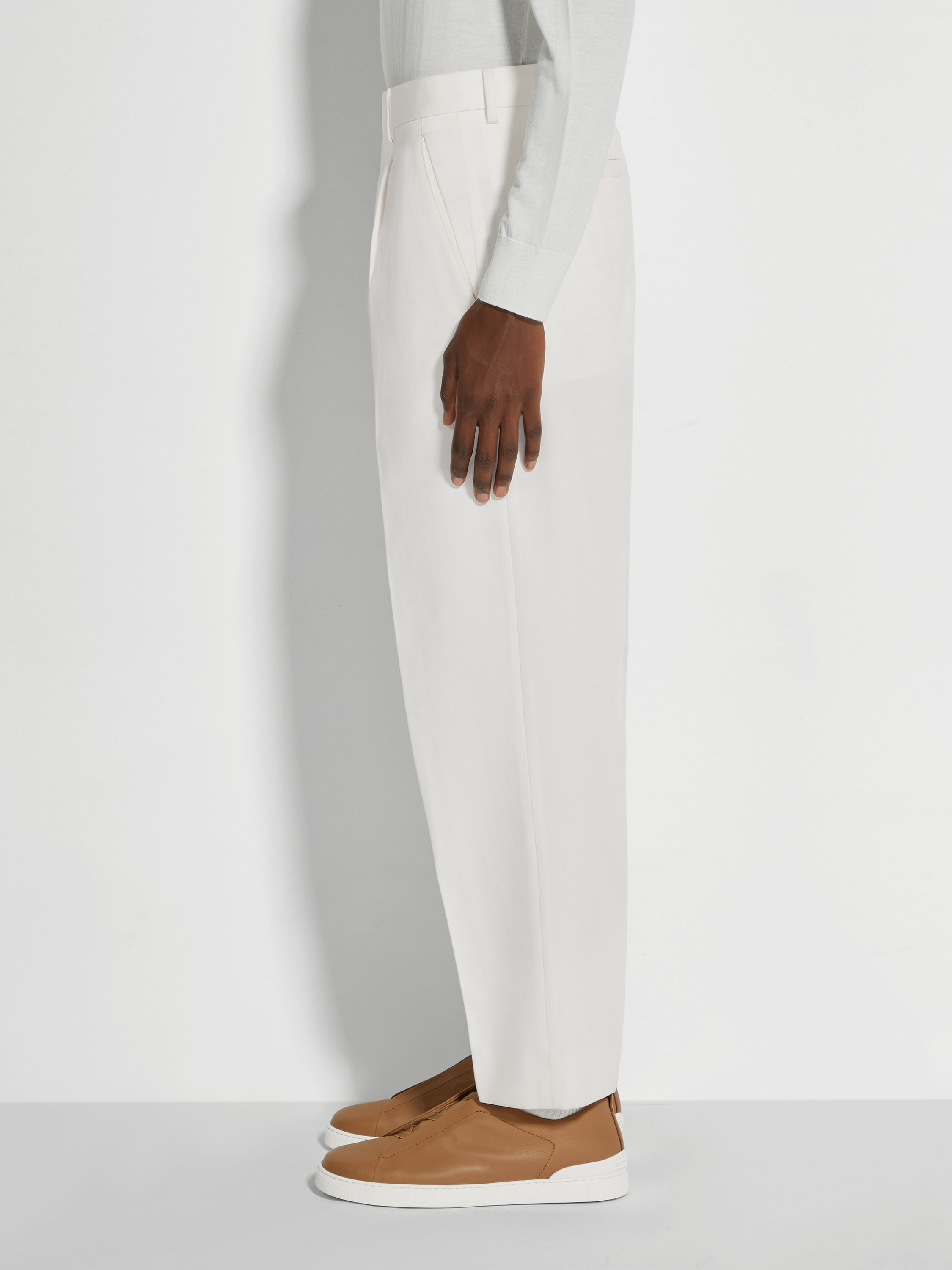 White Cotton and Wool Pants Product detail photo #3