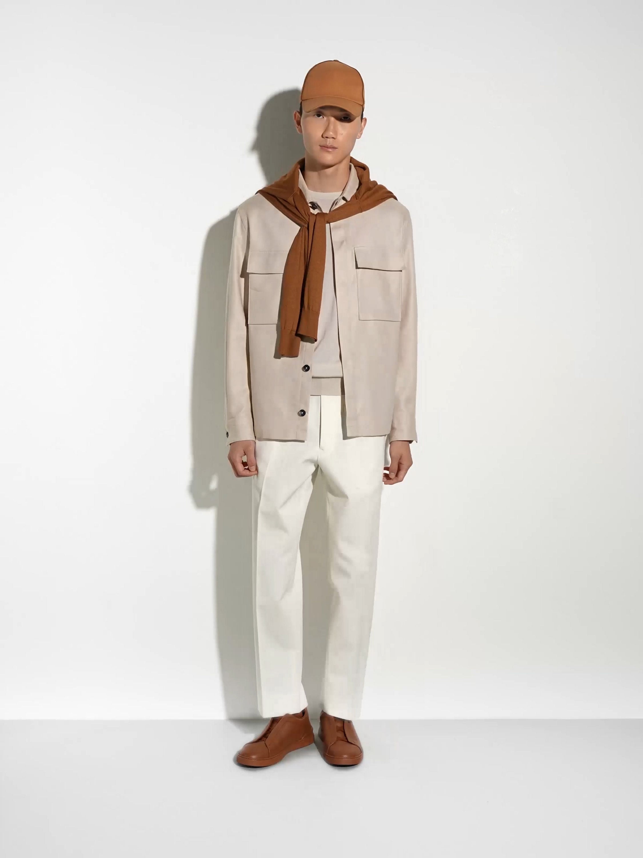 White Cotton and Wool Pants