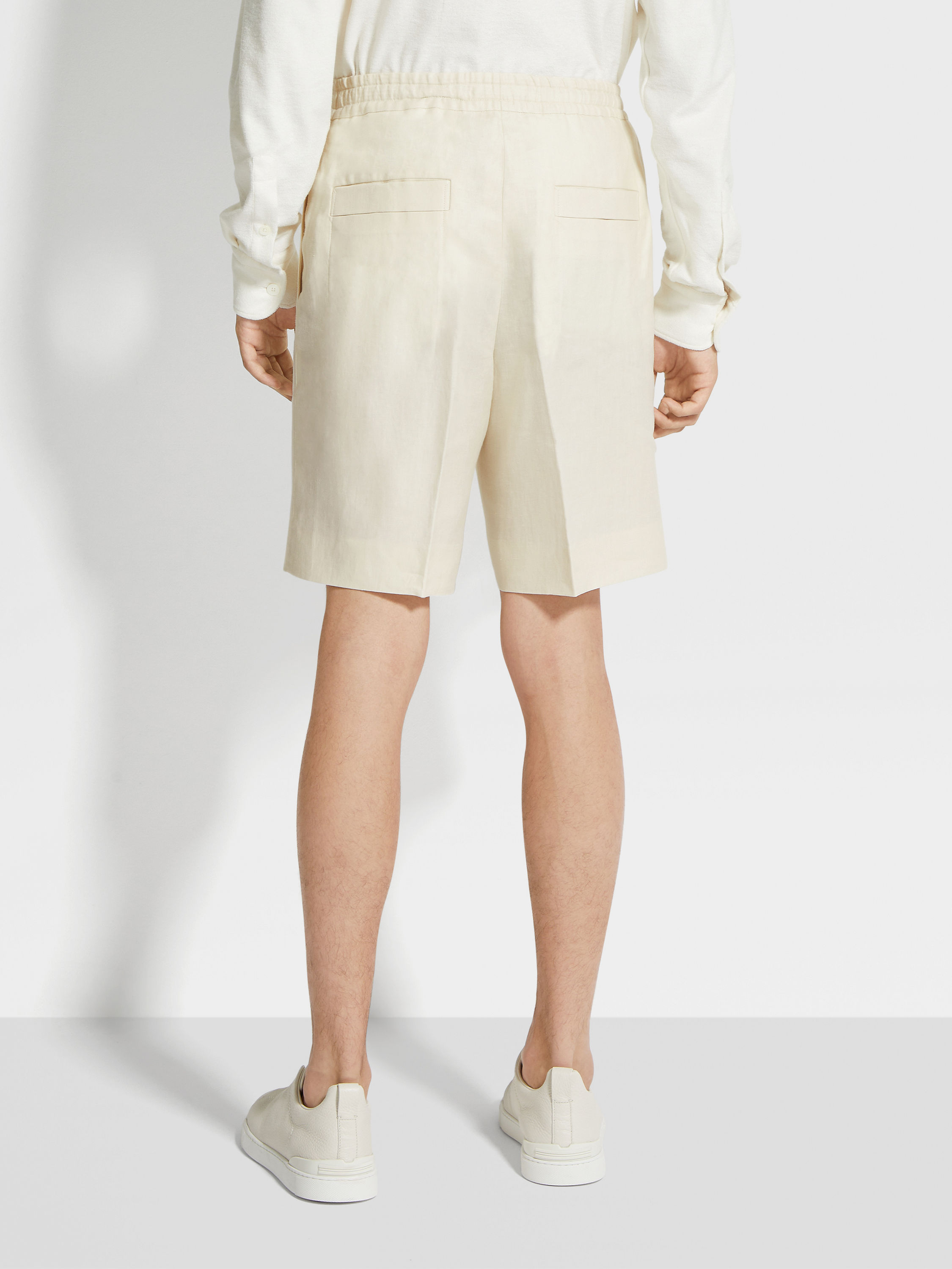 Off White Oasi Lino Bermuda Shorts Product detail photo #5