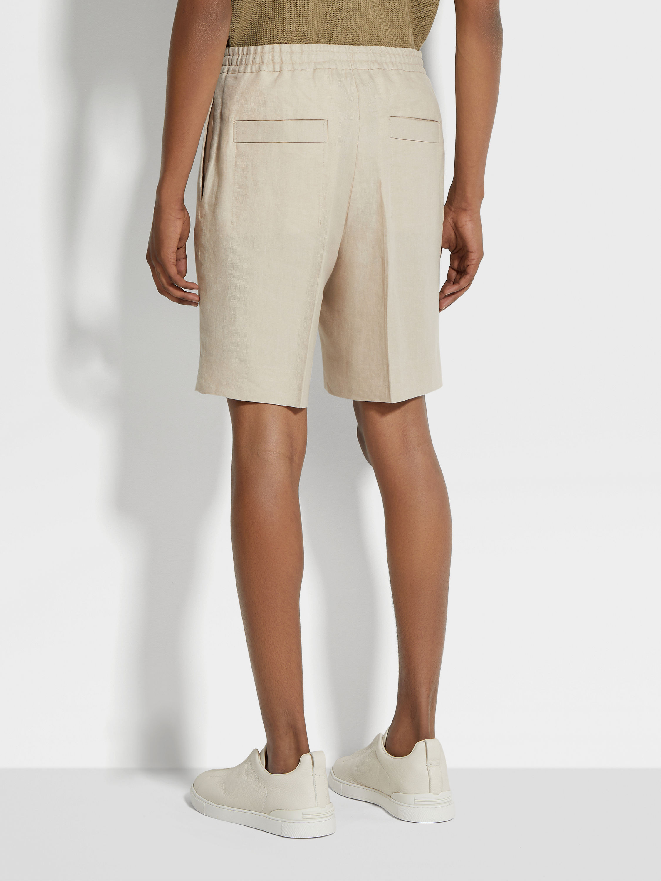 Light Beige Oasi Lino Short Pants Product detail photo #5