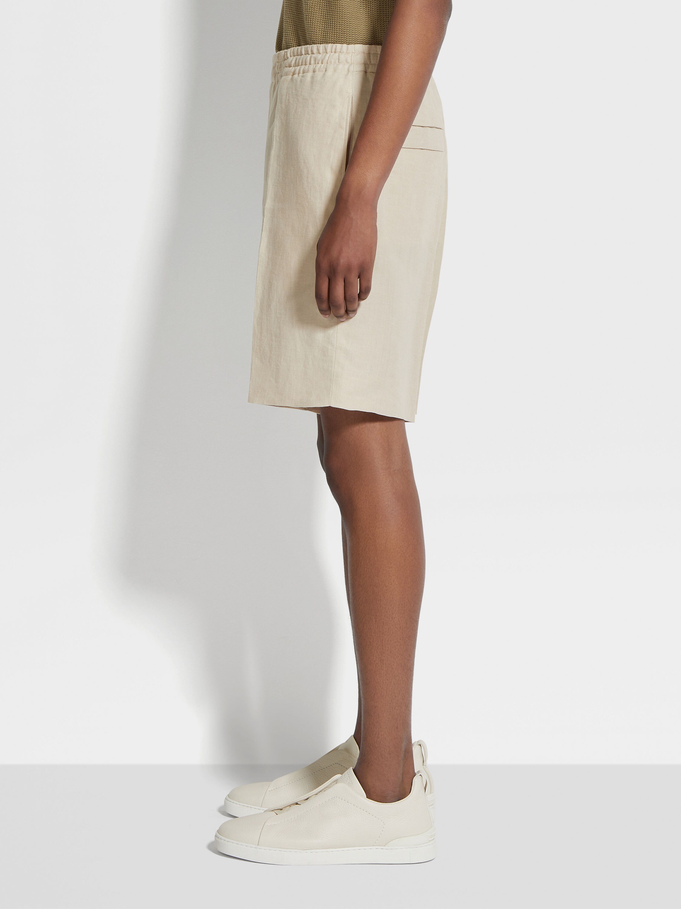 Light Beige Oasi Lino Short Pants Product detail photo #3