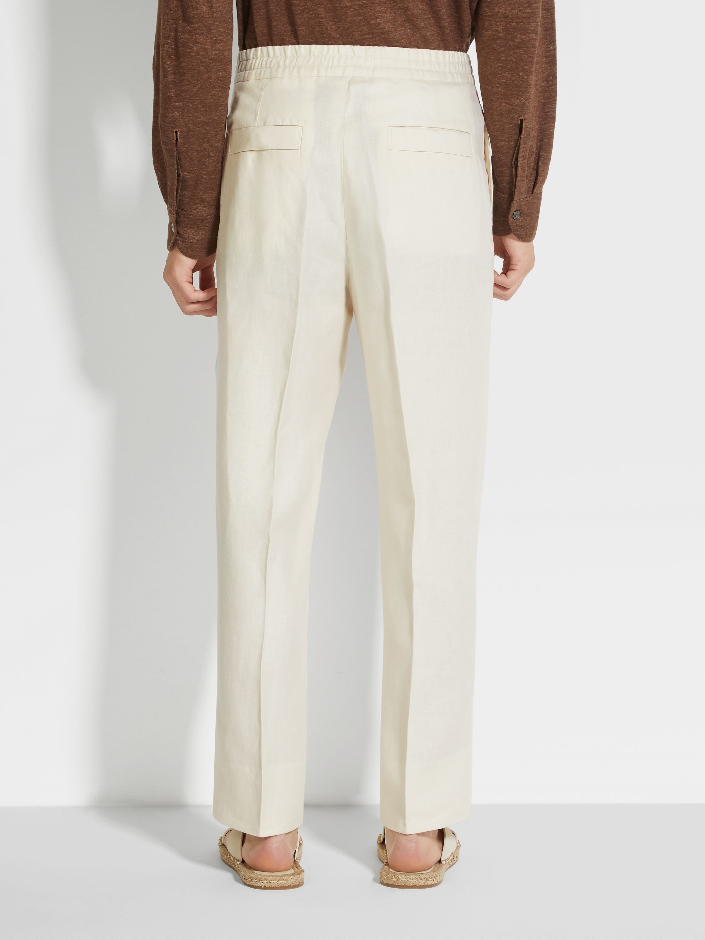 Off White Oasi Lino Pants Product detail photo #5