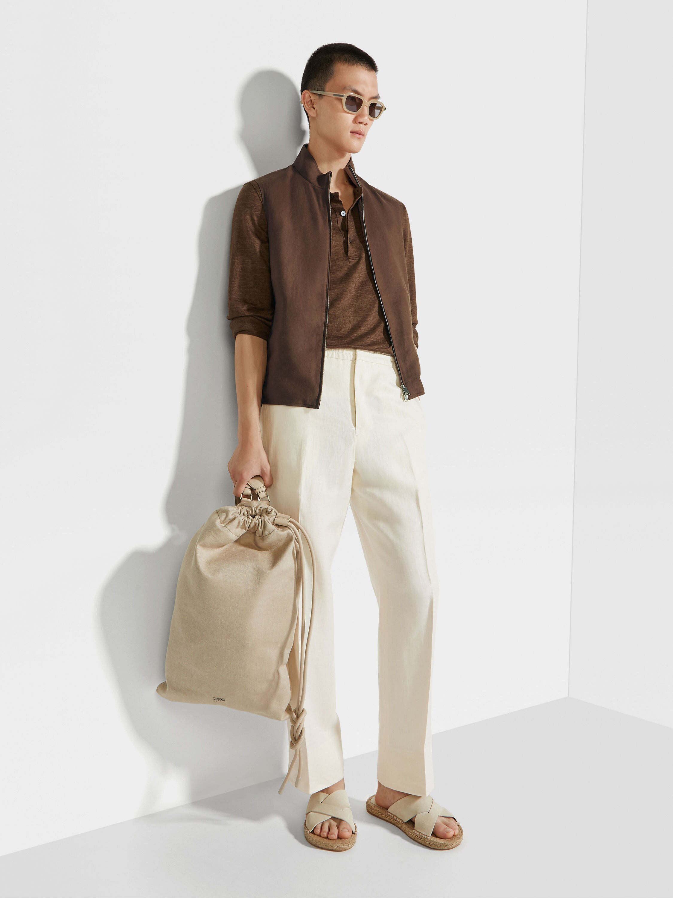 Off White Oasi Lino Pants Product detail photo #2