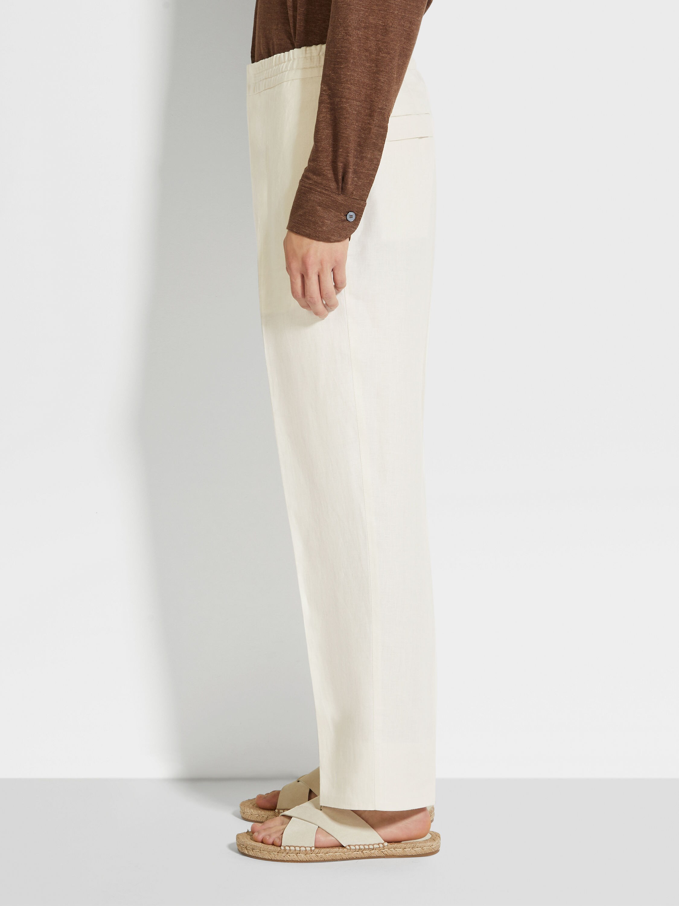 Off White Oasi Lino Pants Product detail photo #3