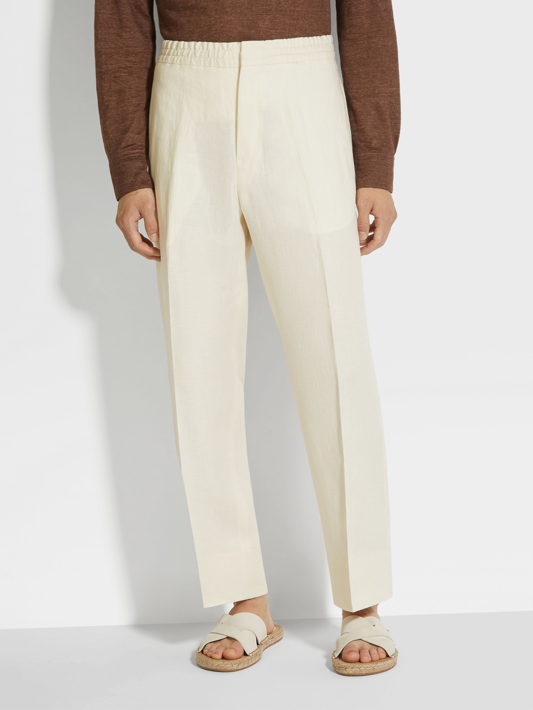 Off White Oasi Lino Pants Product detail photo #4