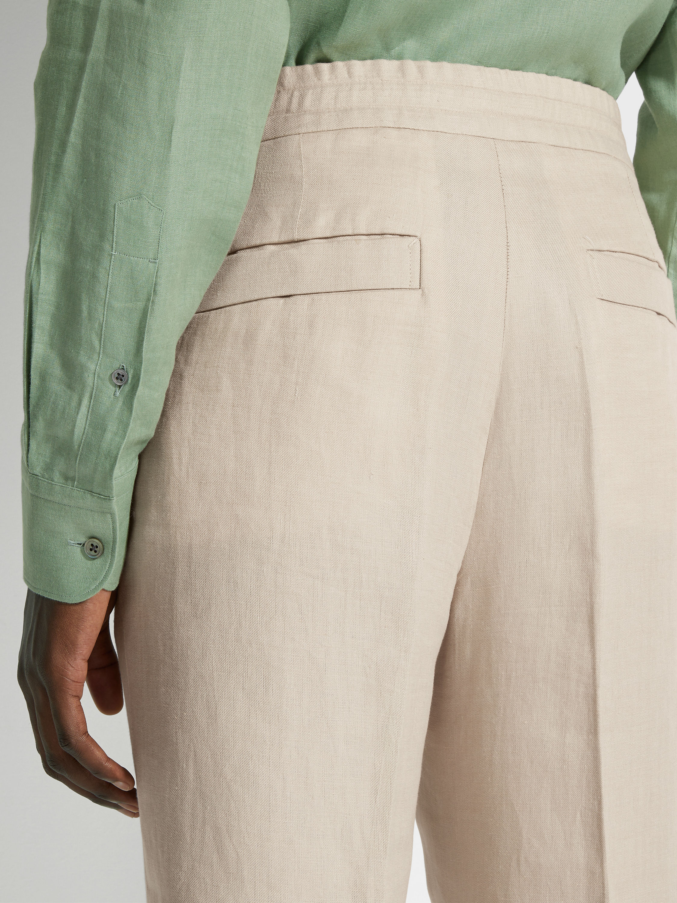 浅米色 Oasi Lino 长裤 產品細節圖 #1