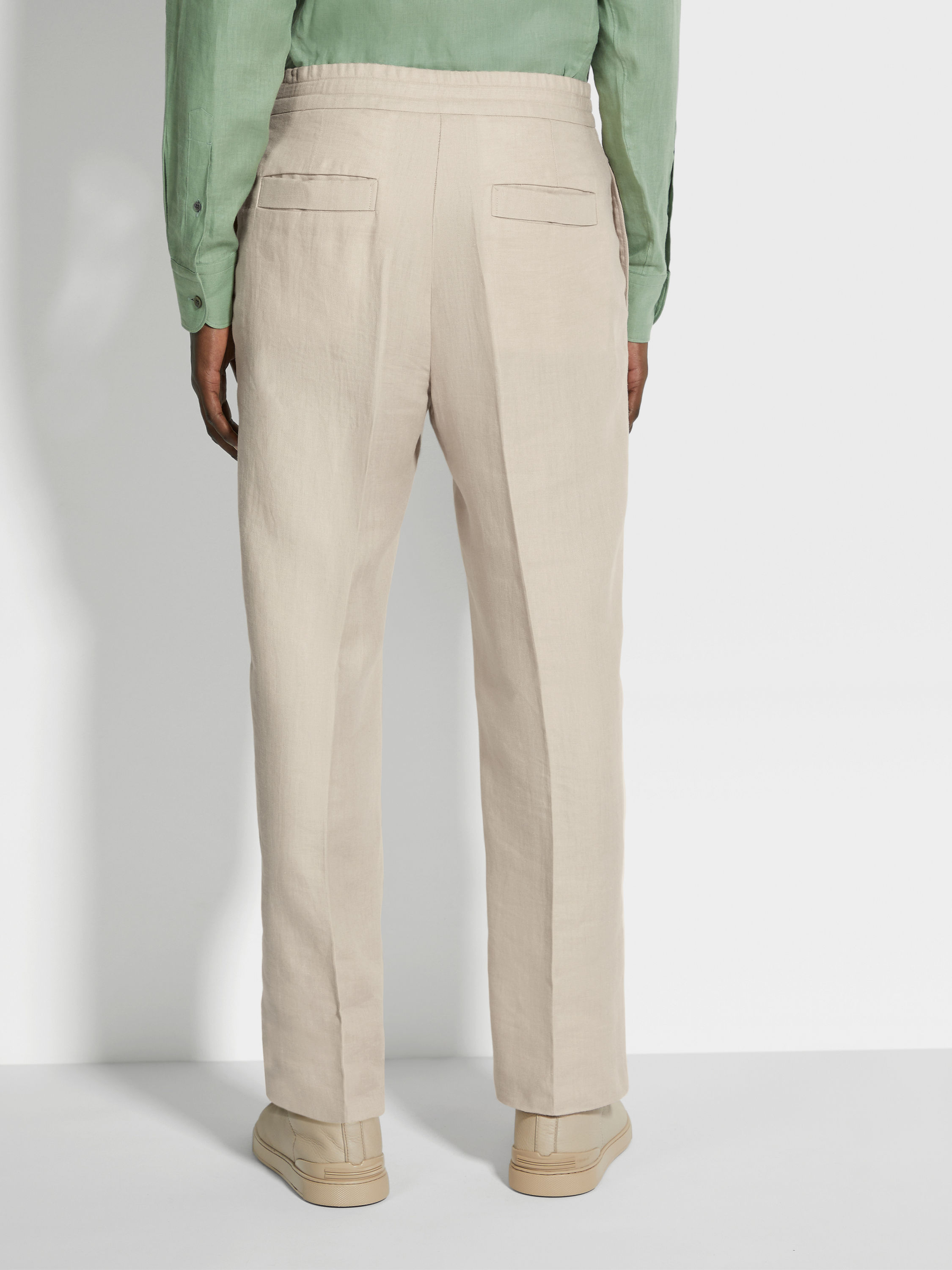 浅米色 Oasi Lino 长裤 產品細節圖 #5