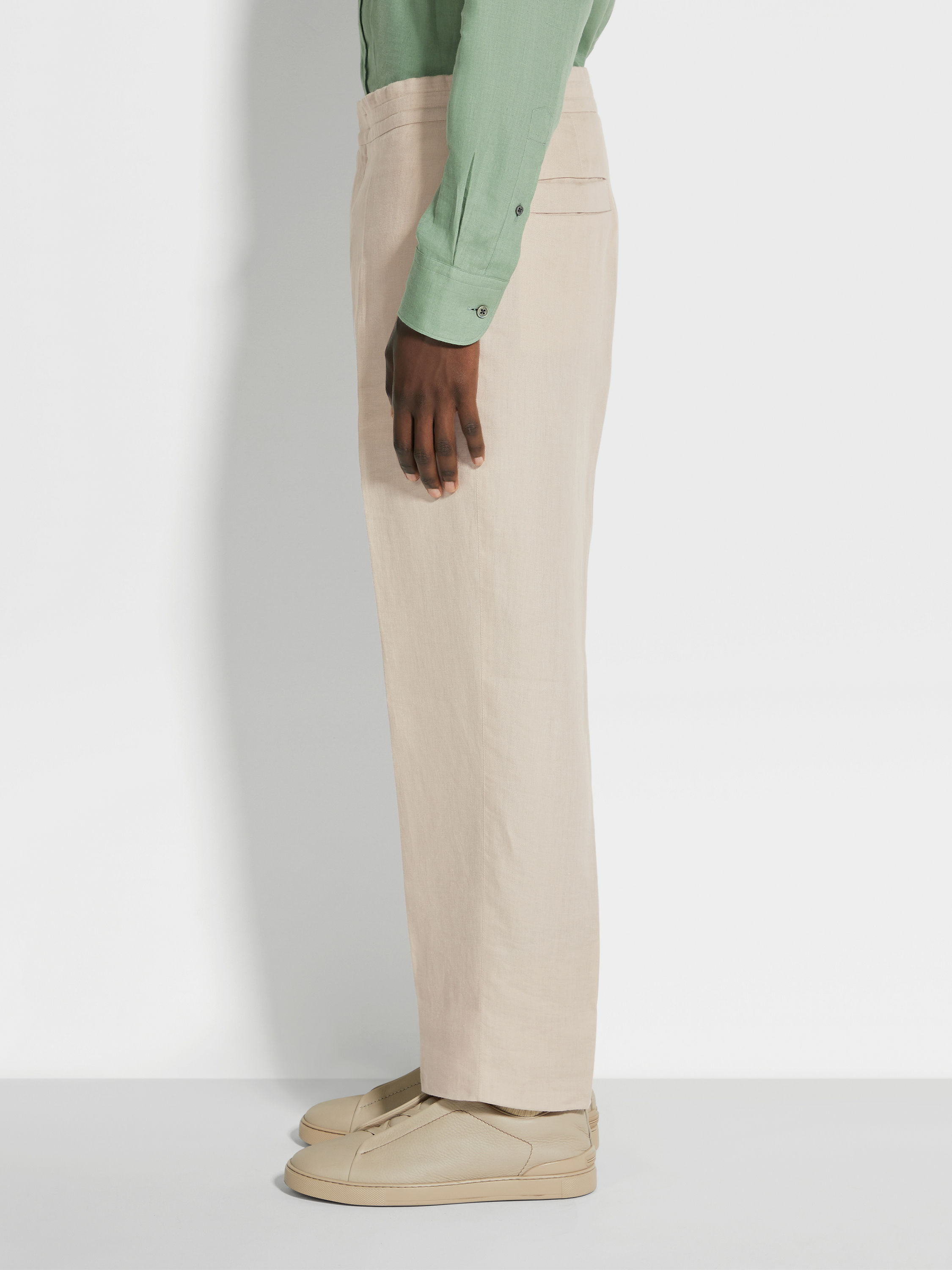 浅米色 Oasi Lino 长裤 產品細節圖 #3