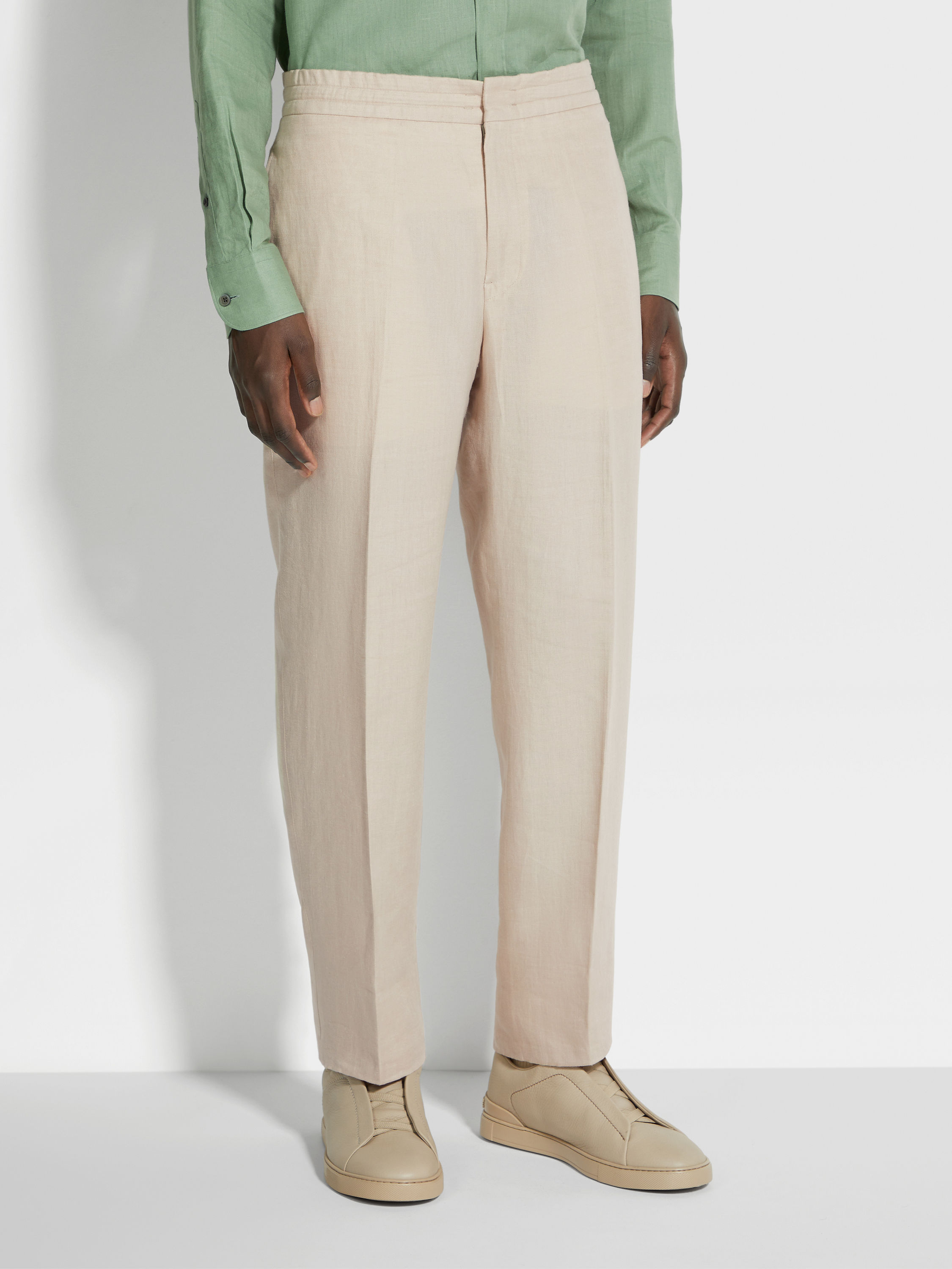 浅米色 Oasi Lino 长裤 產品細節圖 #4