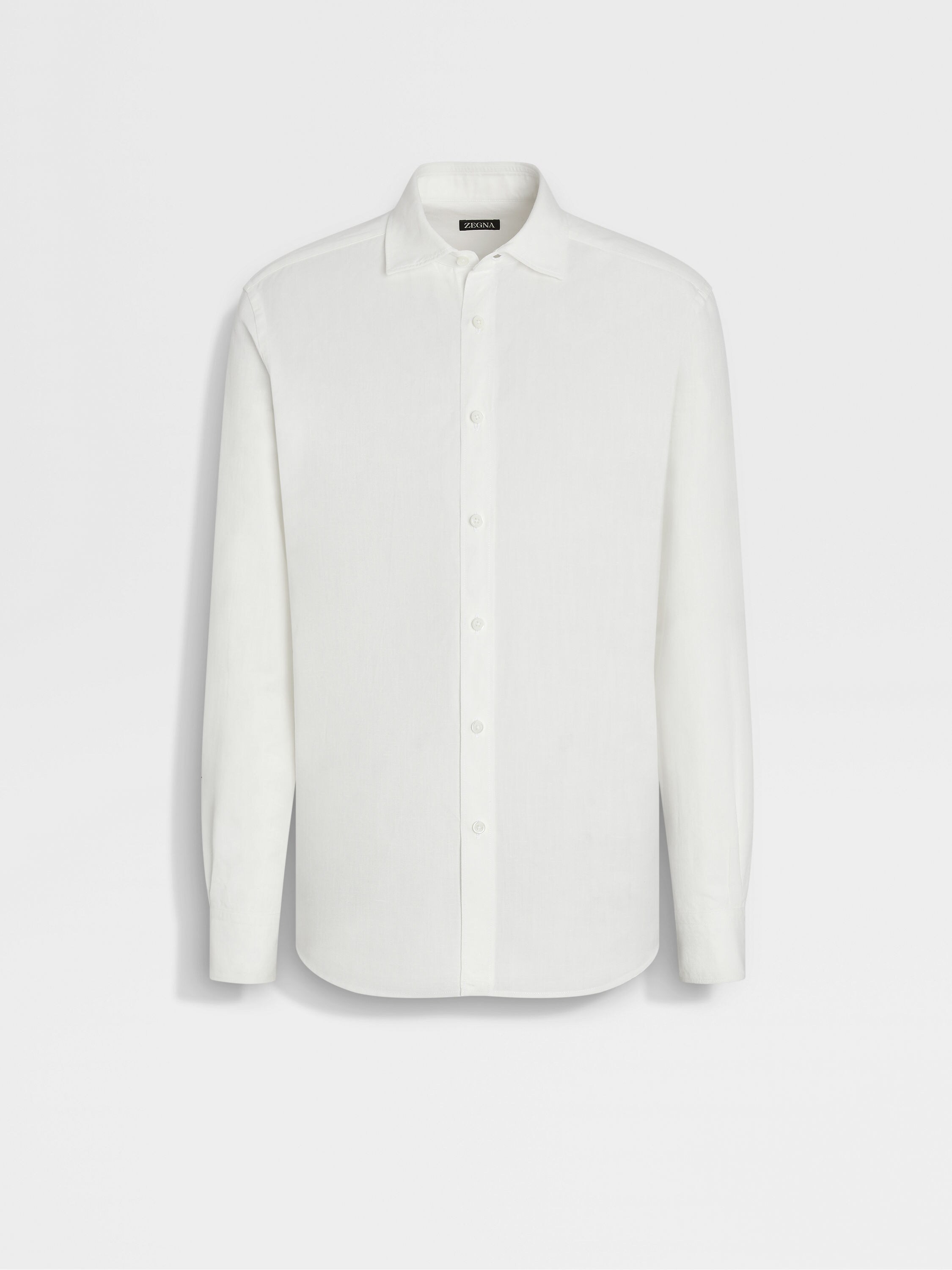 White Cotton and Linen Denim Shirt