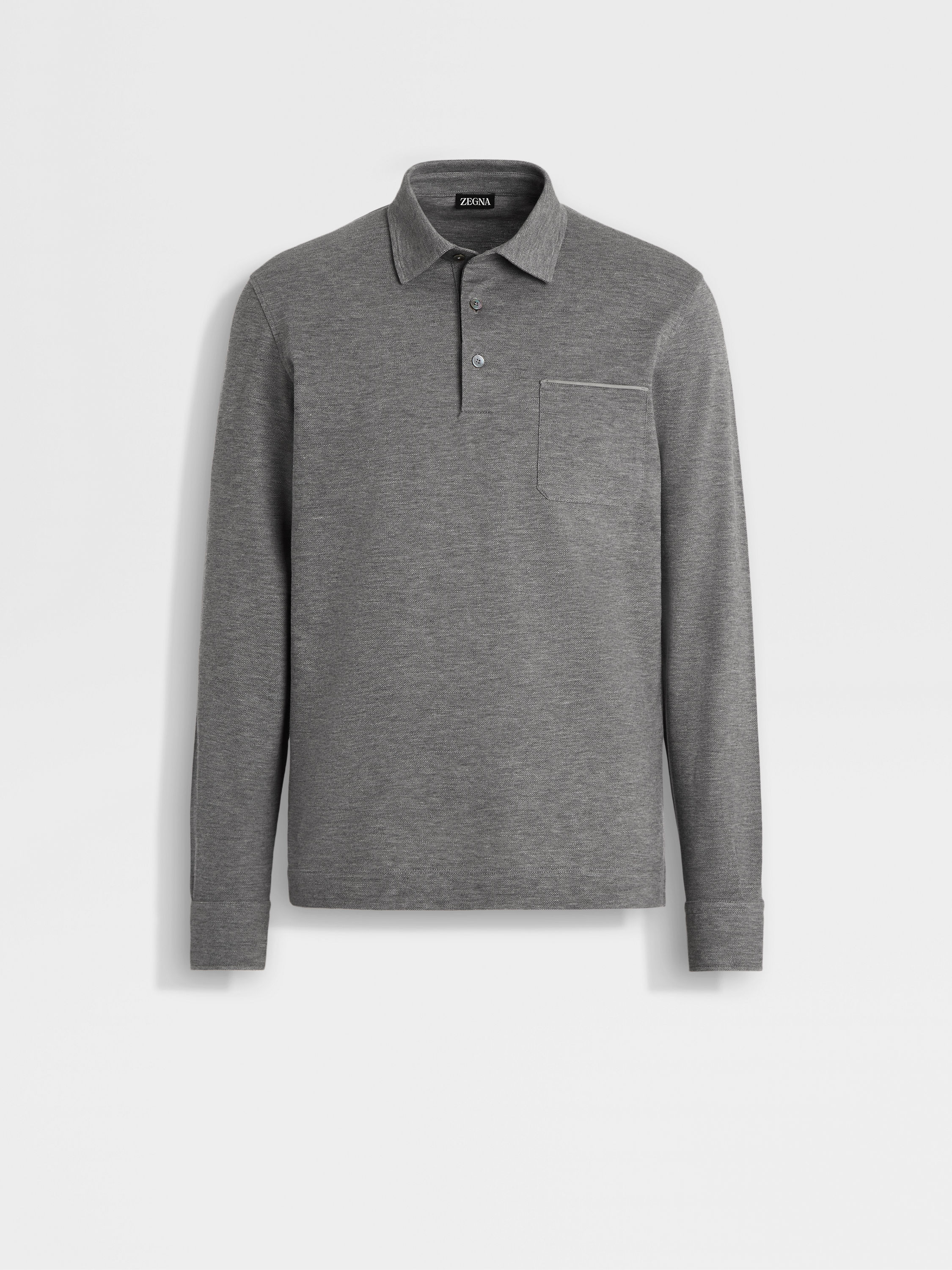 Grey Mélange Cotton Polo Shirt Main product photo