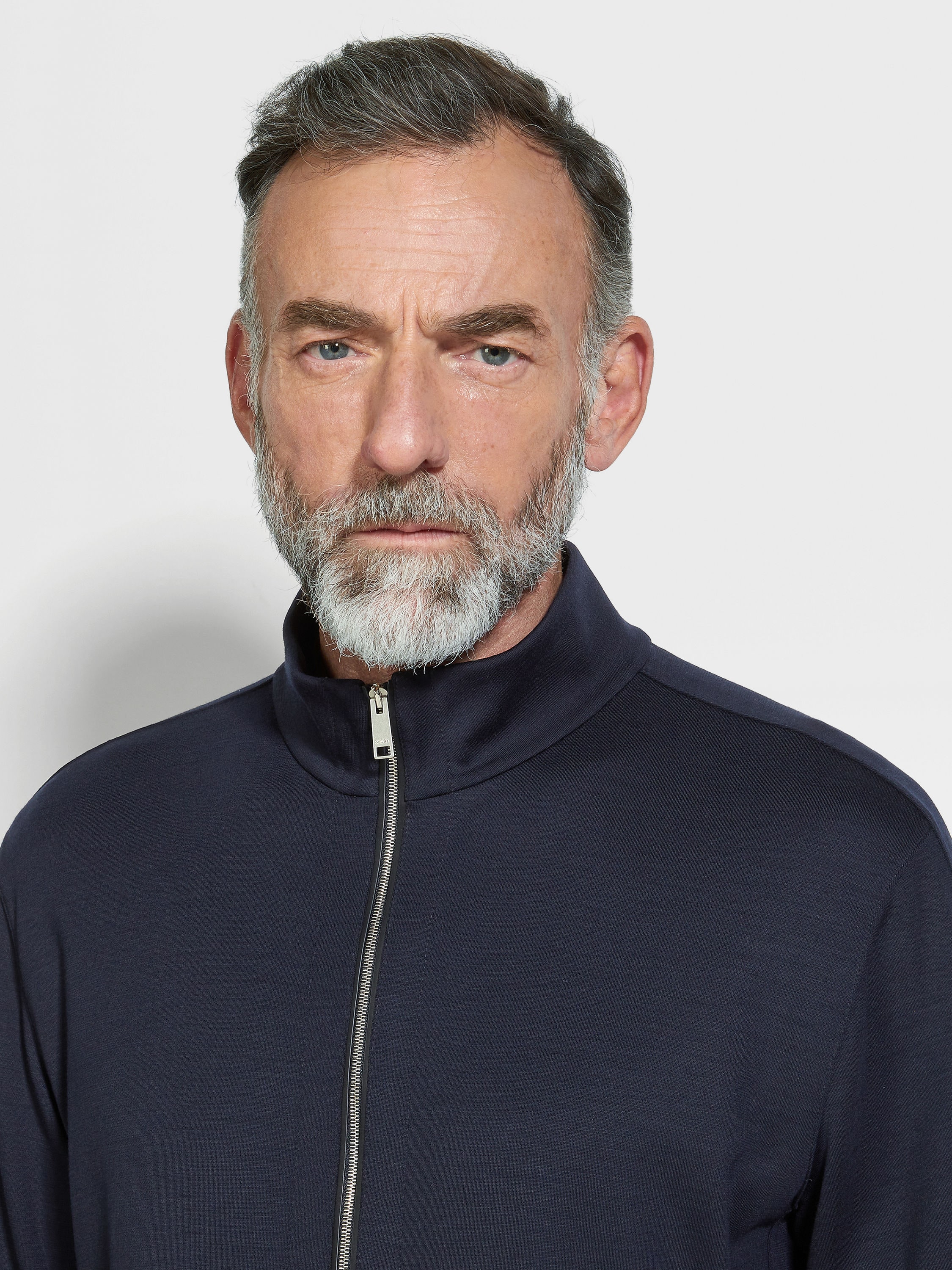 Navy Blue High Performance™ Wool Full Zip Sweatshirt Product detail photo #1