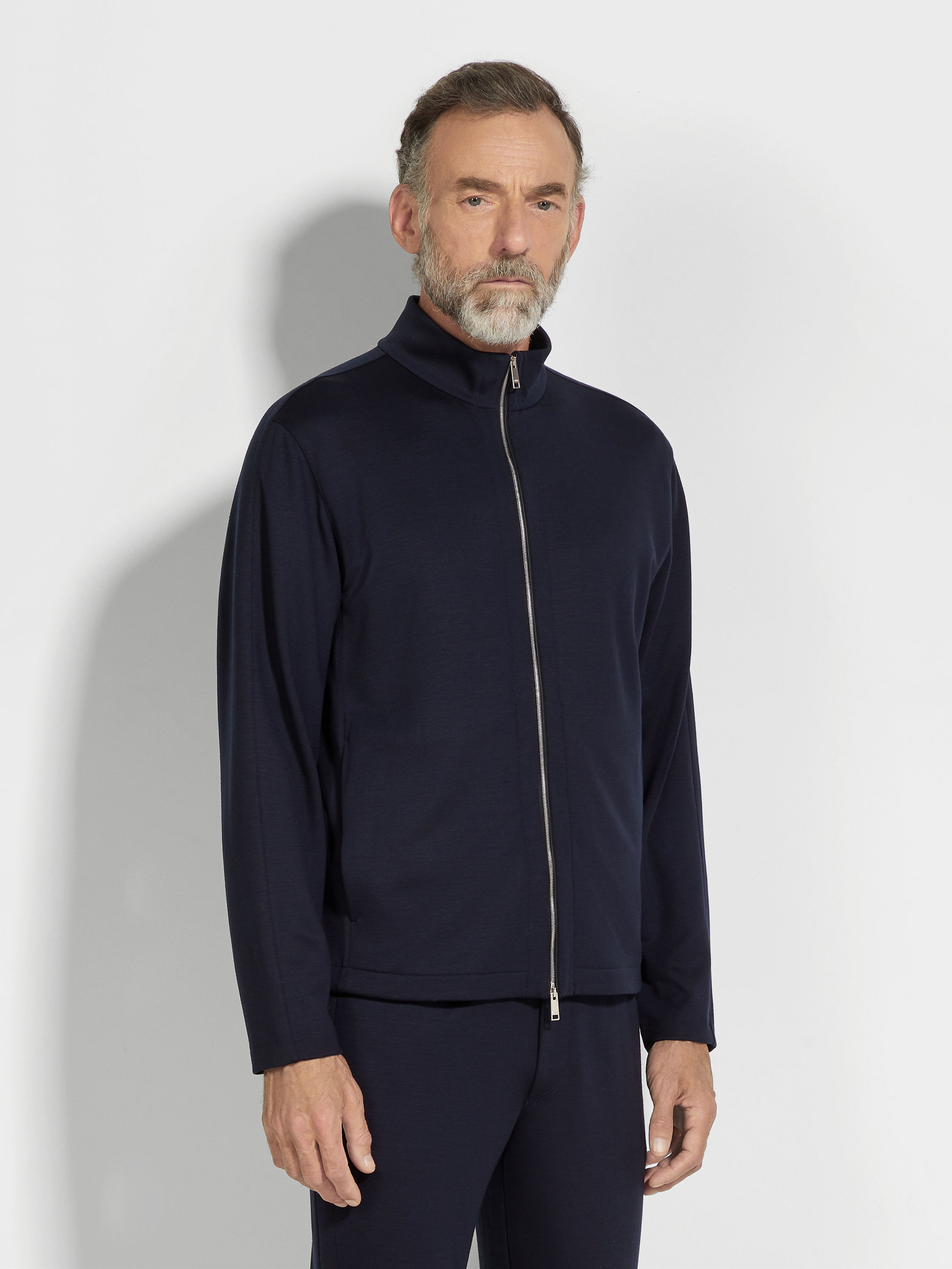 Navy Blue High Performance™ Wool Full Zip Sweatshirt Product detail photo #3