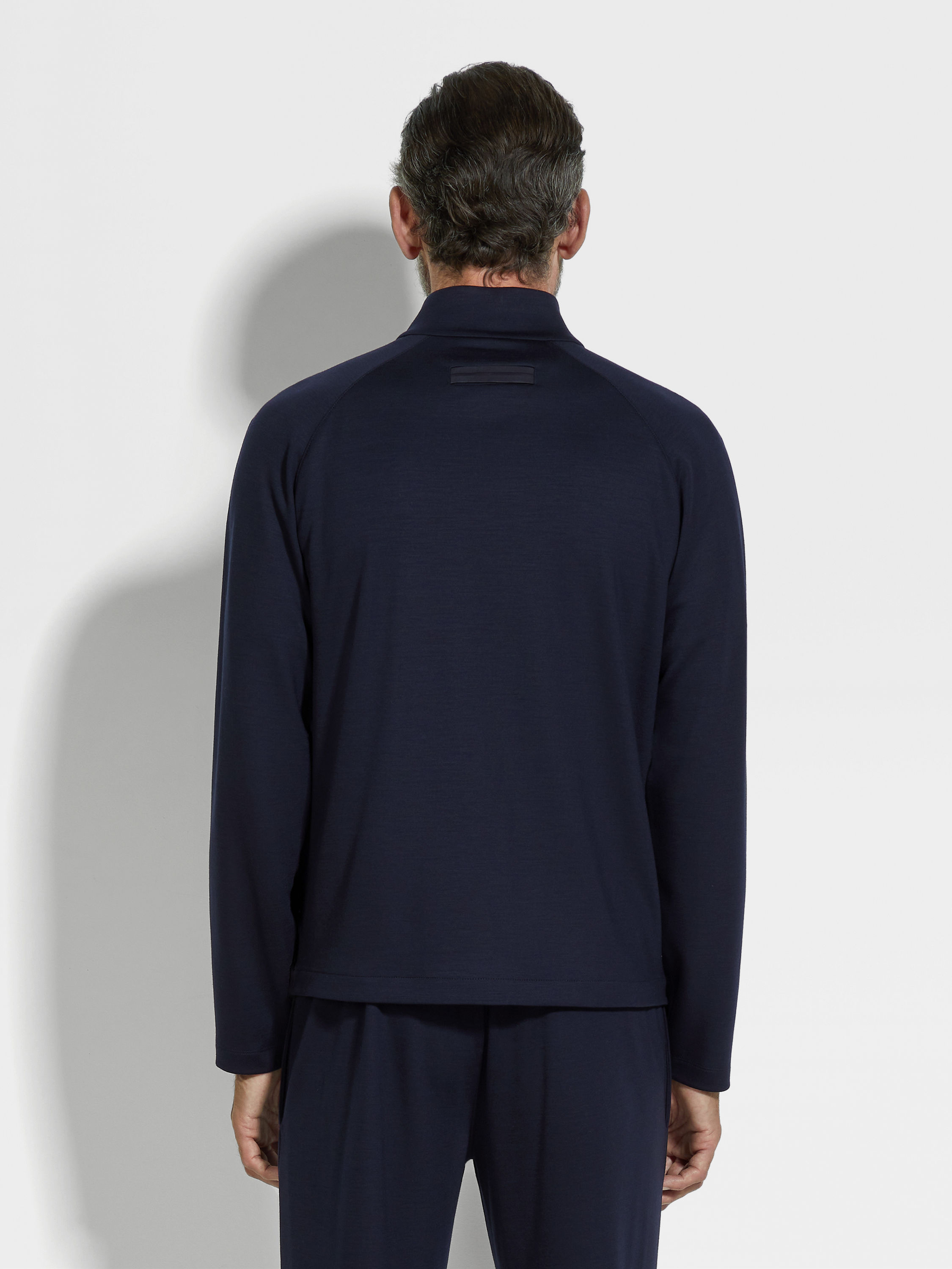 Navy Blue High Performance™ Wool Full Zip Sweatshirt Product detail photo #4