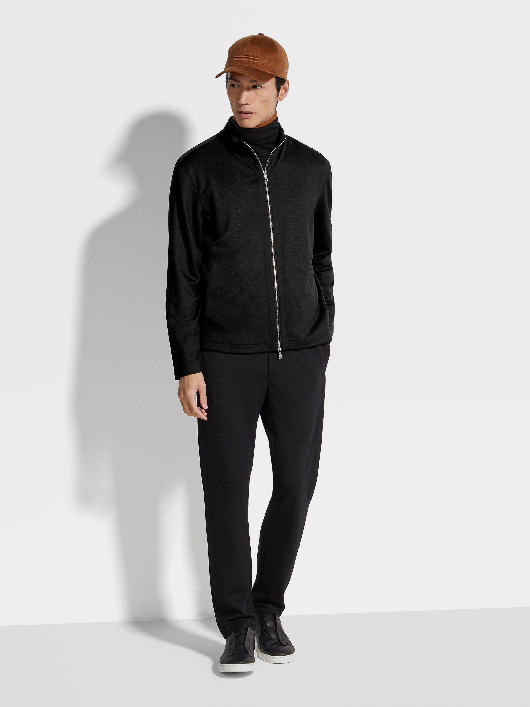 黑色 High Performance™ 羊毛全拉链运动衫 产品细节图 #2