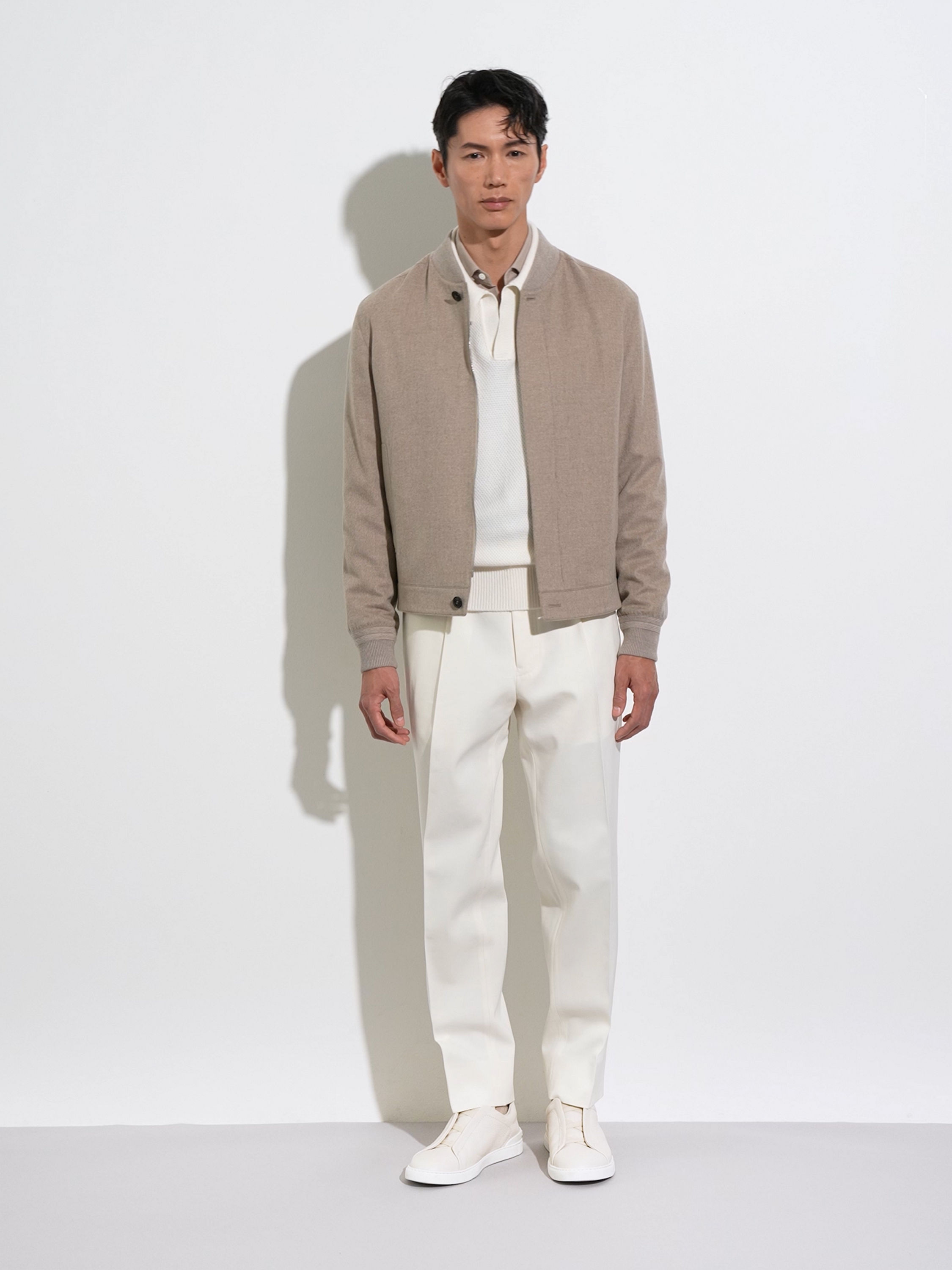 White Cotton and Wool Pants