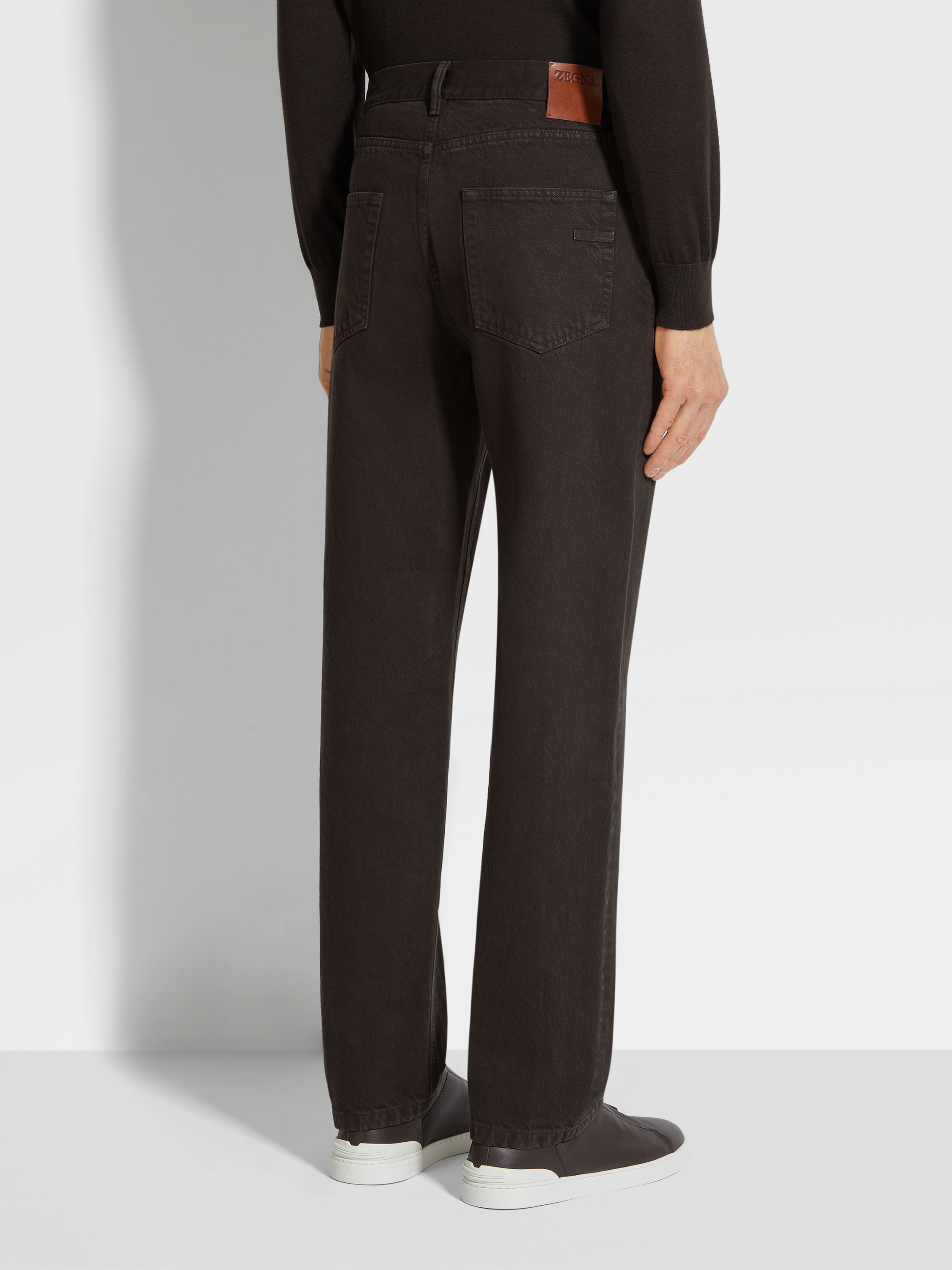 Dark Brown Cotton Roccia Jeans Product detail photo #5