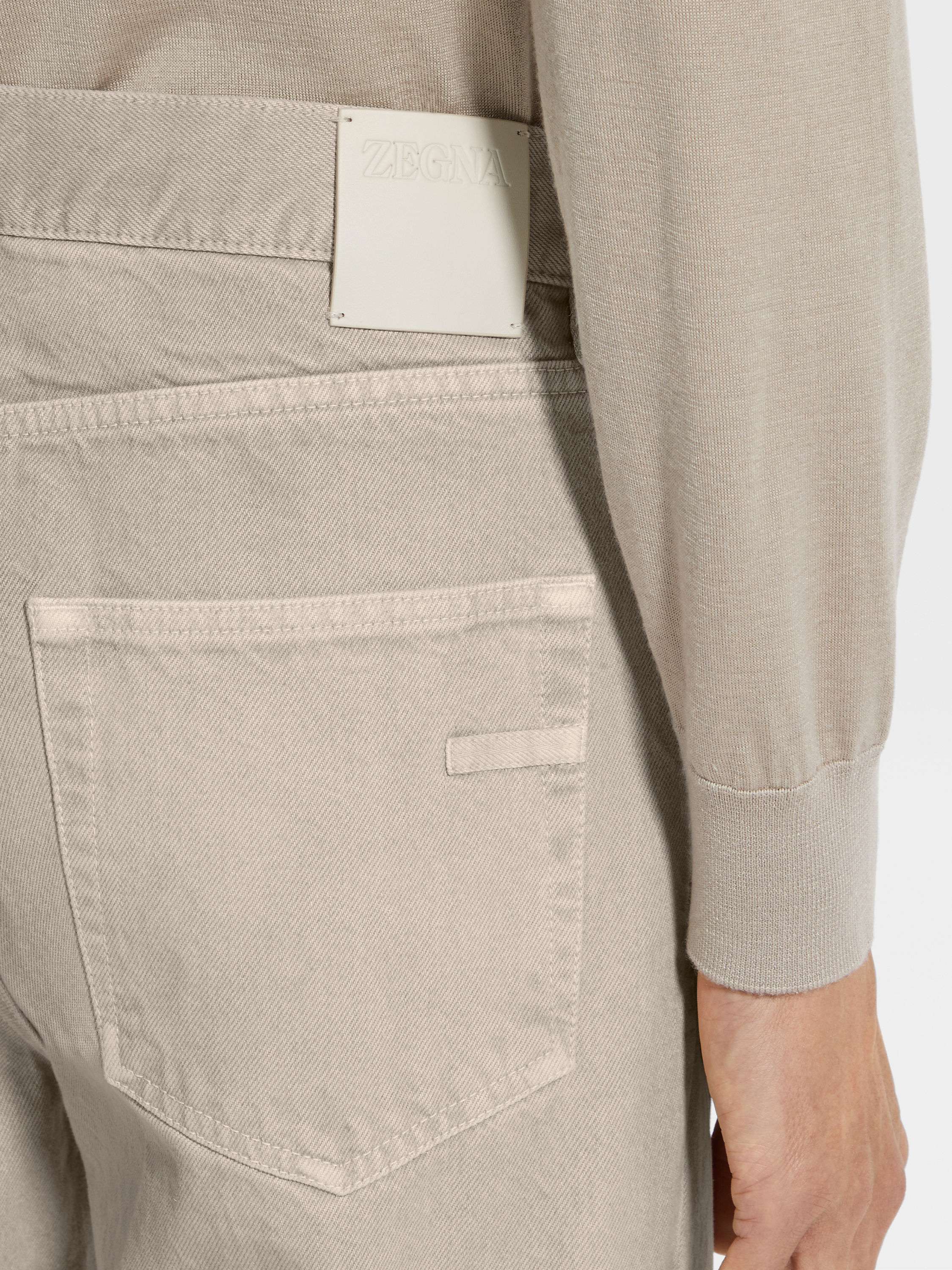 Light Taupe Cotton Roccia Jeans Product detail photo #1