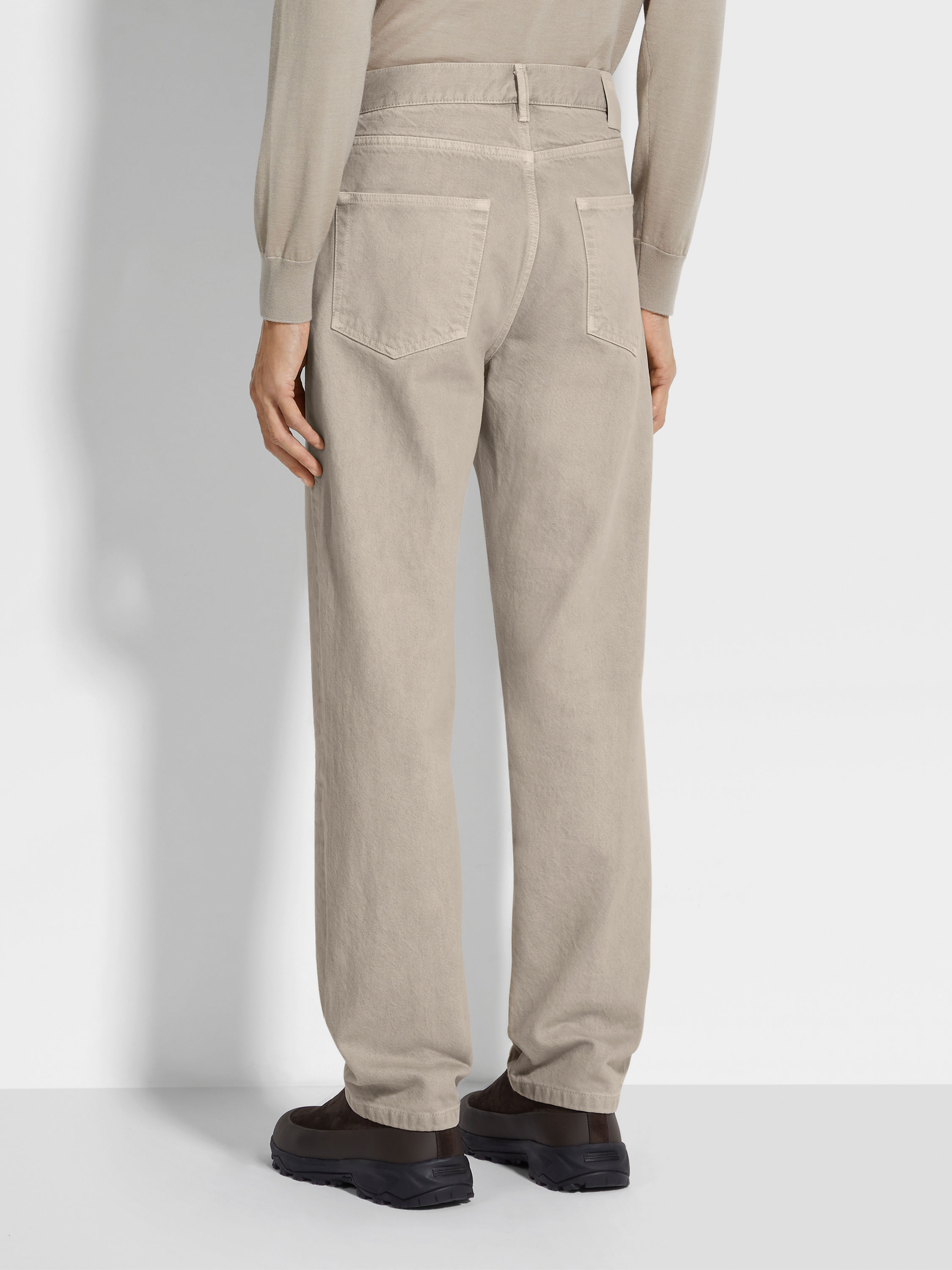 Light Taupe Cotton Roccia Jeans Product detail photo #5