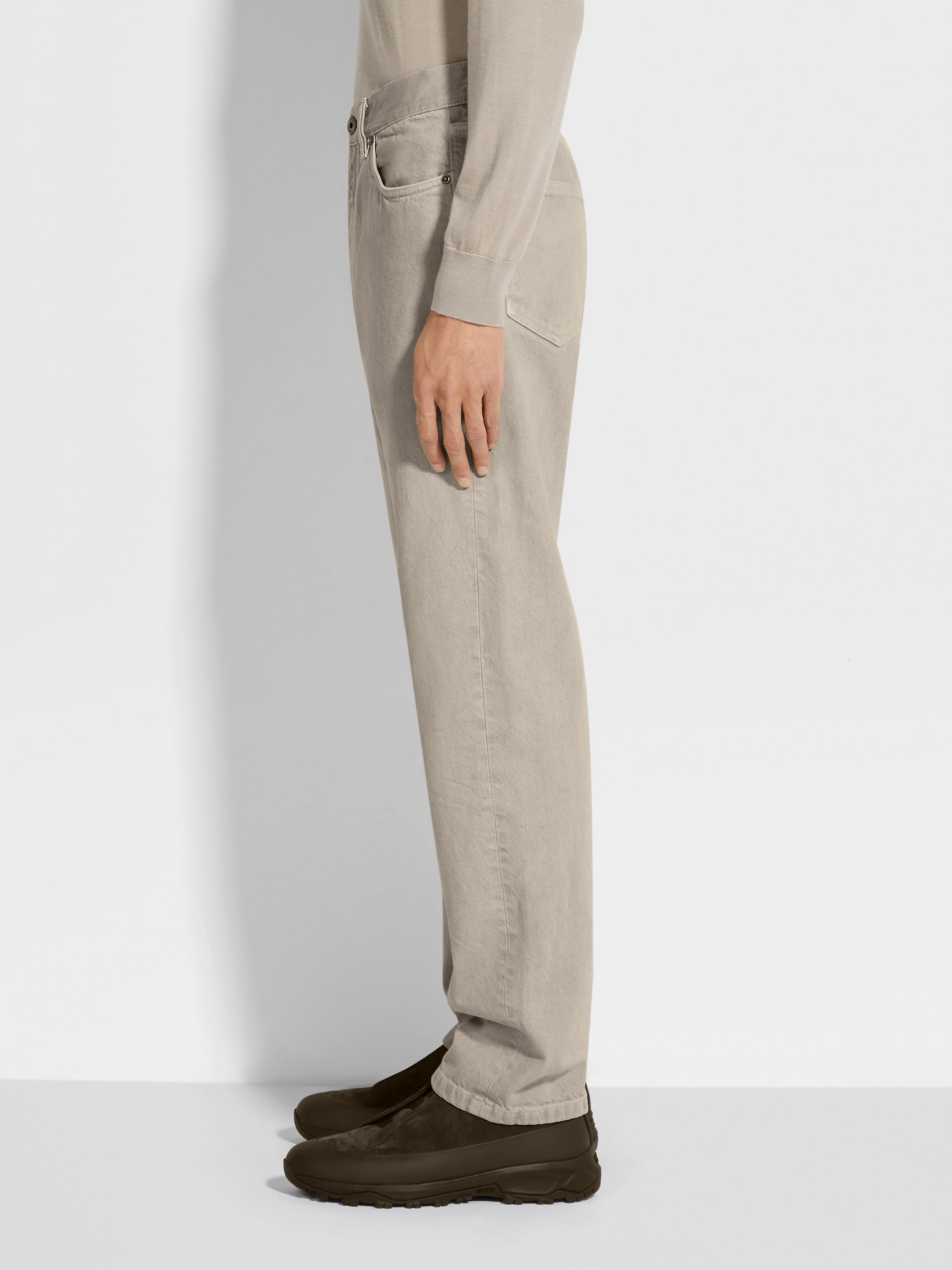 Light Taupe Cotton Roccia Jeans Product detail photo #3