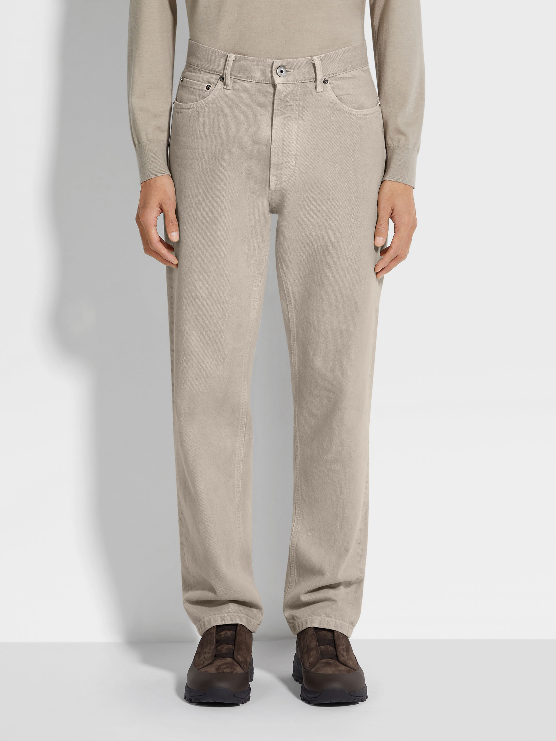 Light Taupe Cotton Roccia Jeans Product detail photo #4