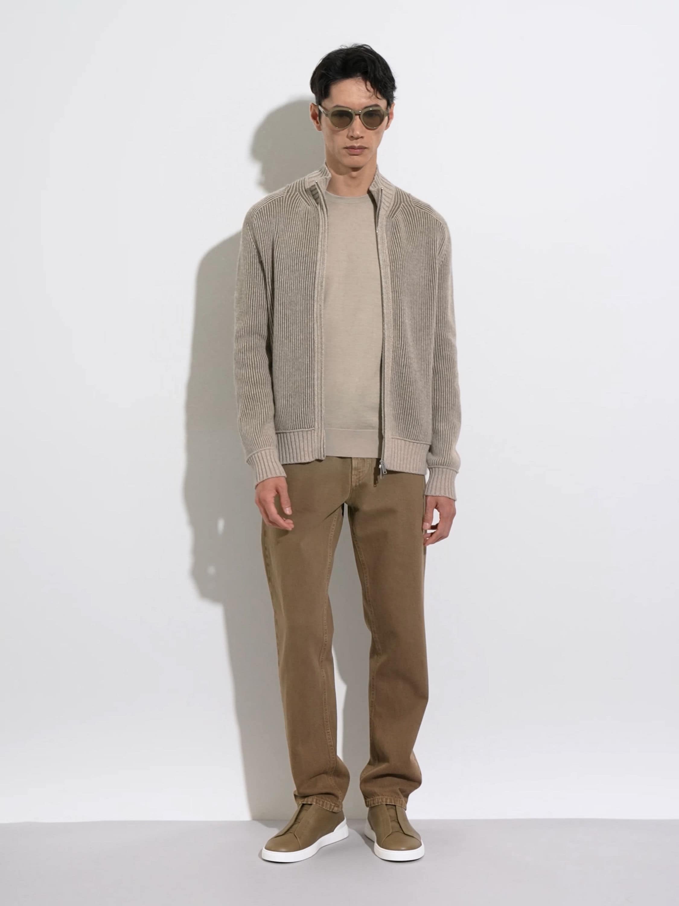 Light Taupe Cashseta Crewneck