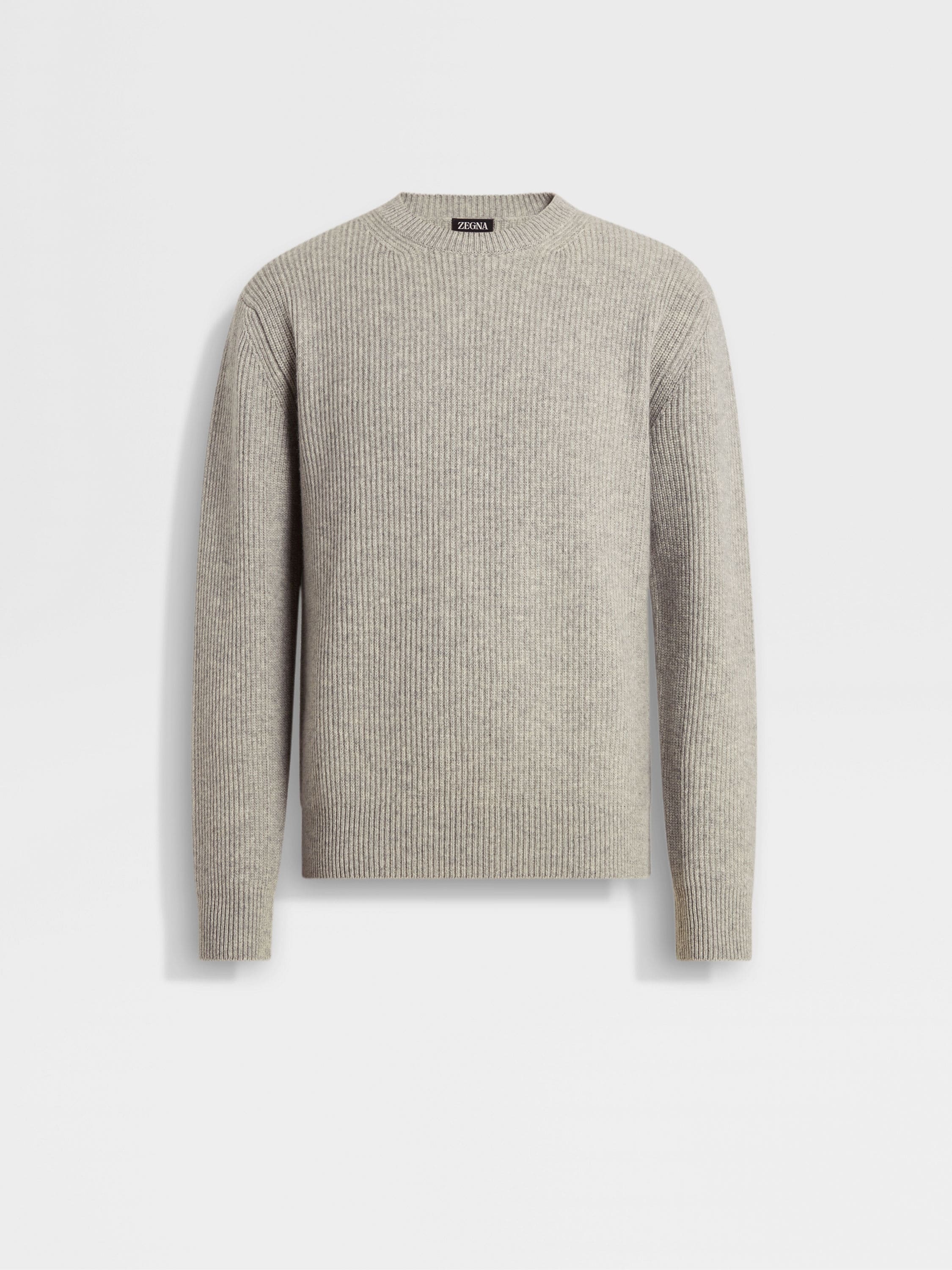 Light Grey Mélange Oasi Cashmere Crewneck Main product photo