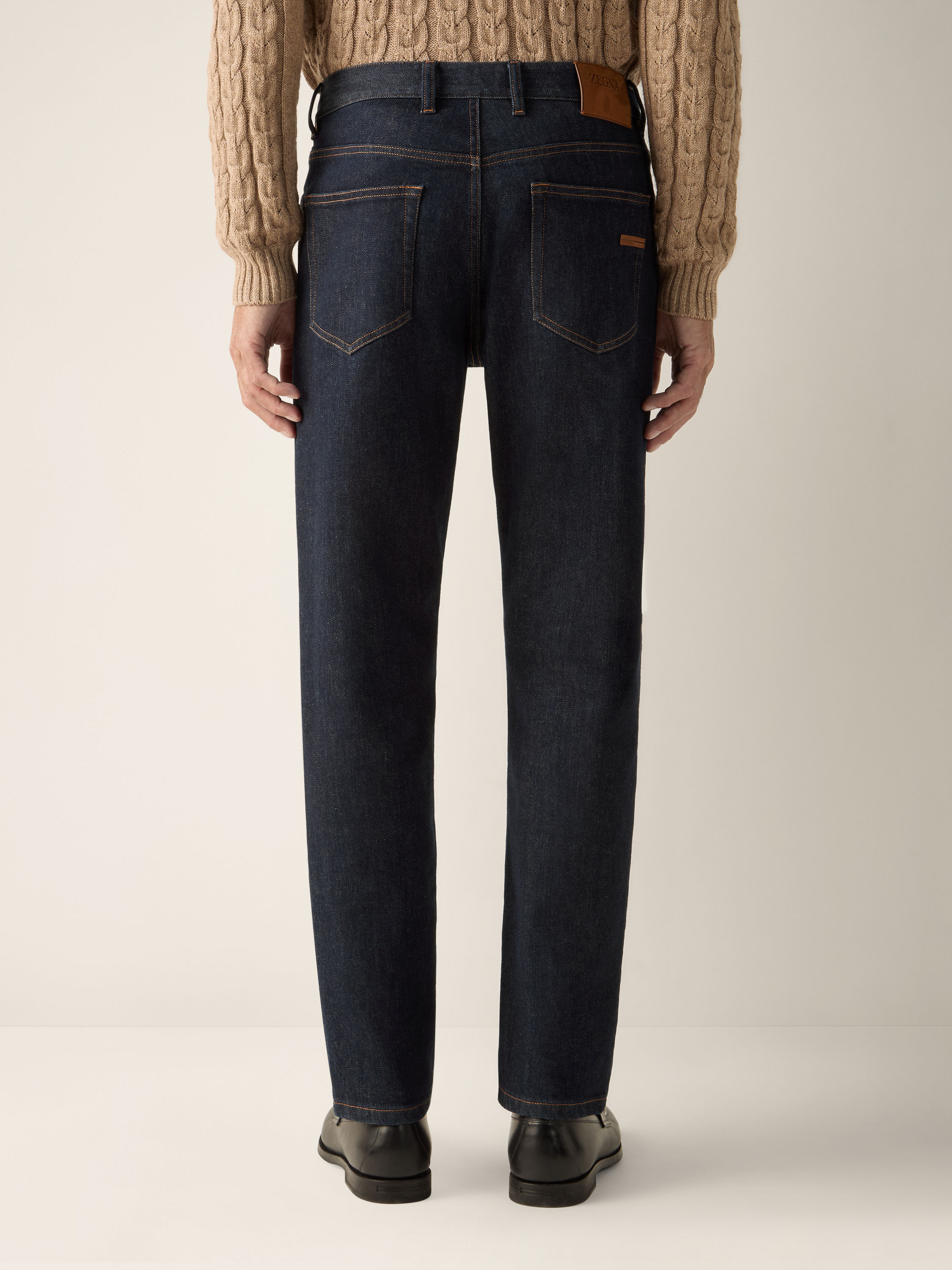 午夜蓝漂洗弹力棉质 Roccia 牛仔裤 产品细节图 #5