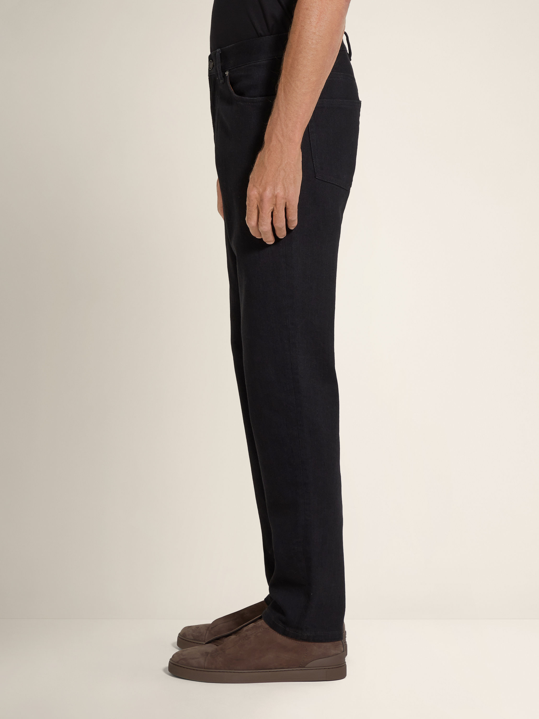 Black Rinse-washed Stretch Cotton Roccia Jeans  Product detail photo #2