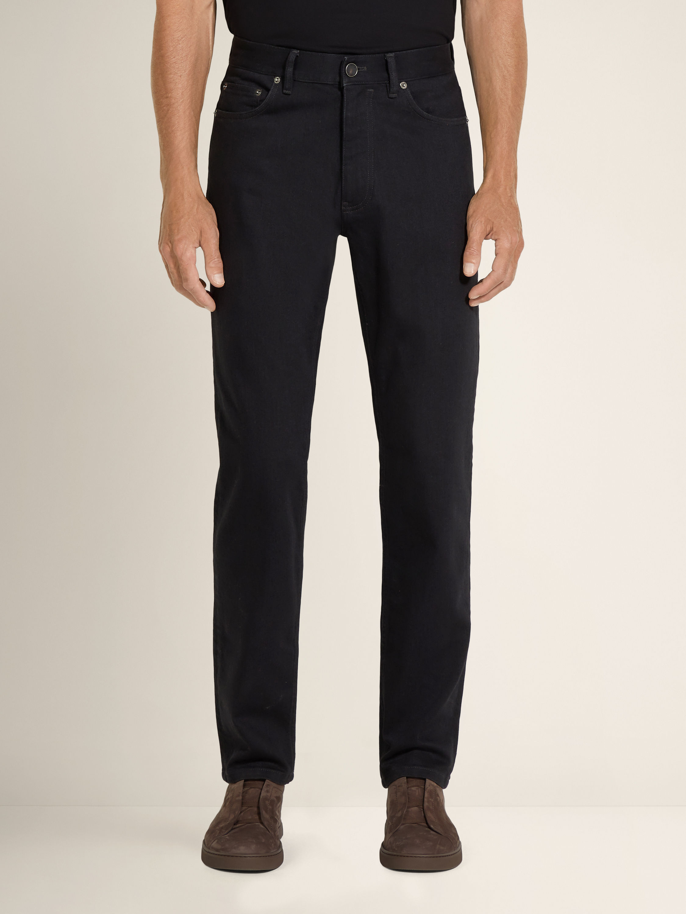 Black Rinse-washed Stretch Cotton Roccia Jeans  Product detail photo #3