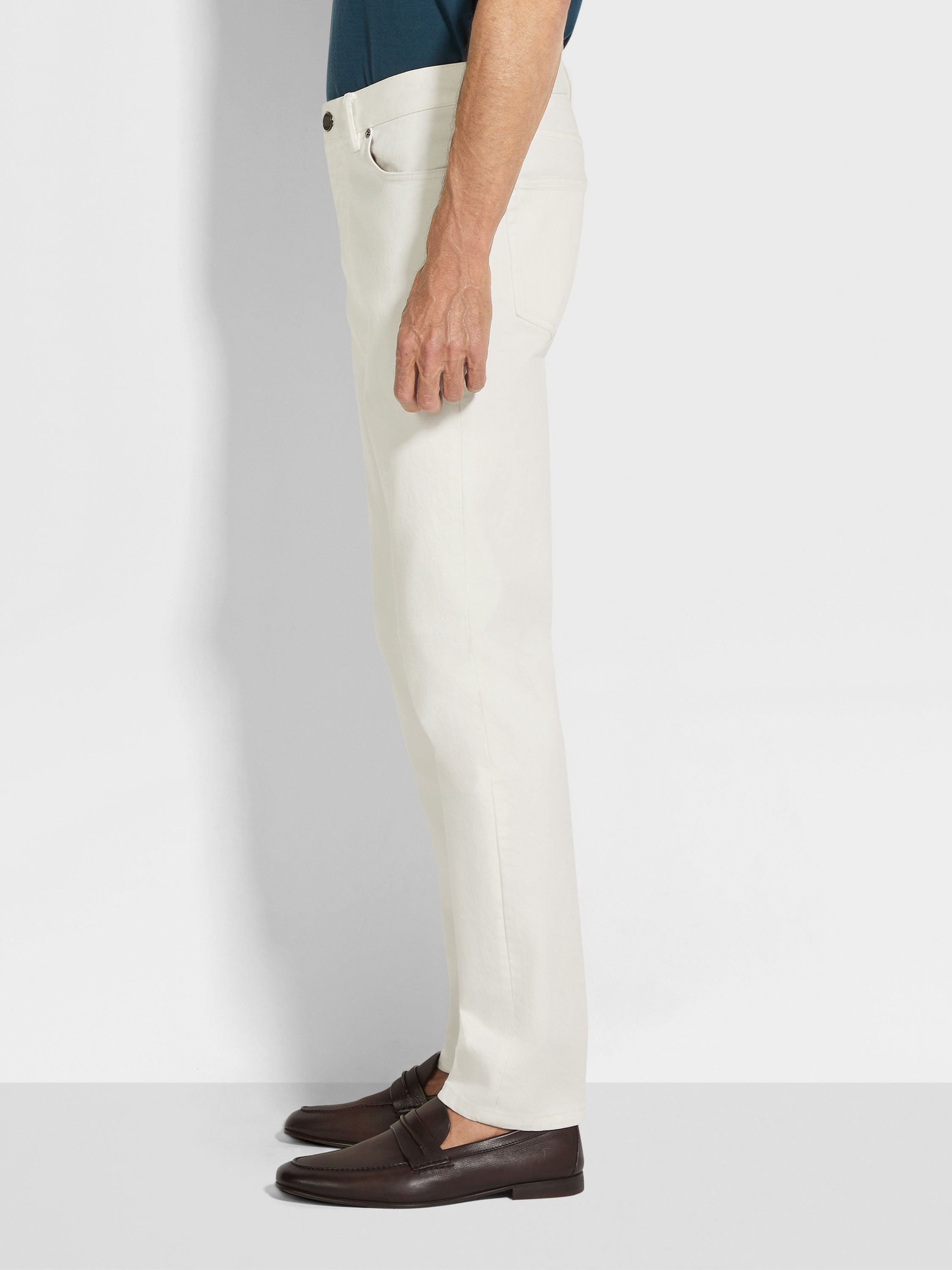 White Rinse-washed Stretch Cotton Roccia Jeans Product detail photo #2