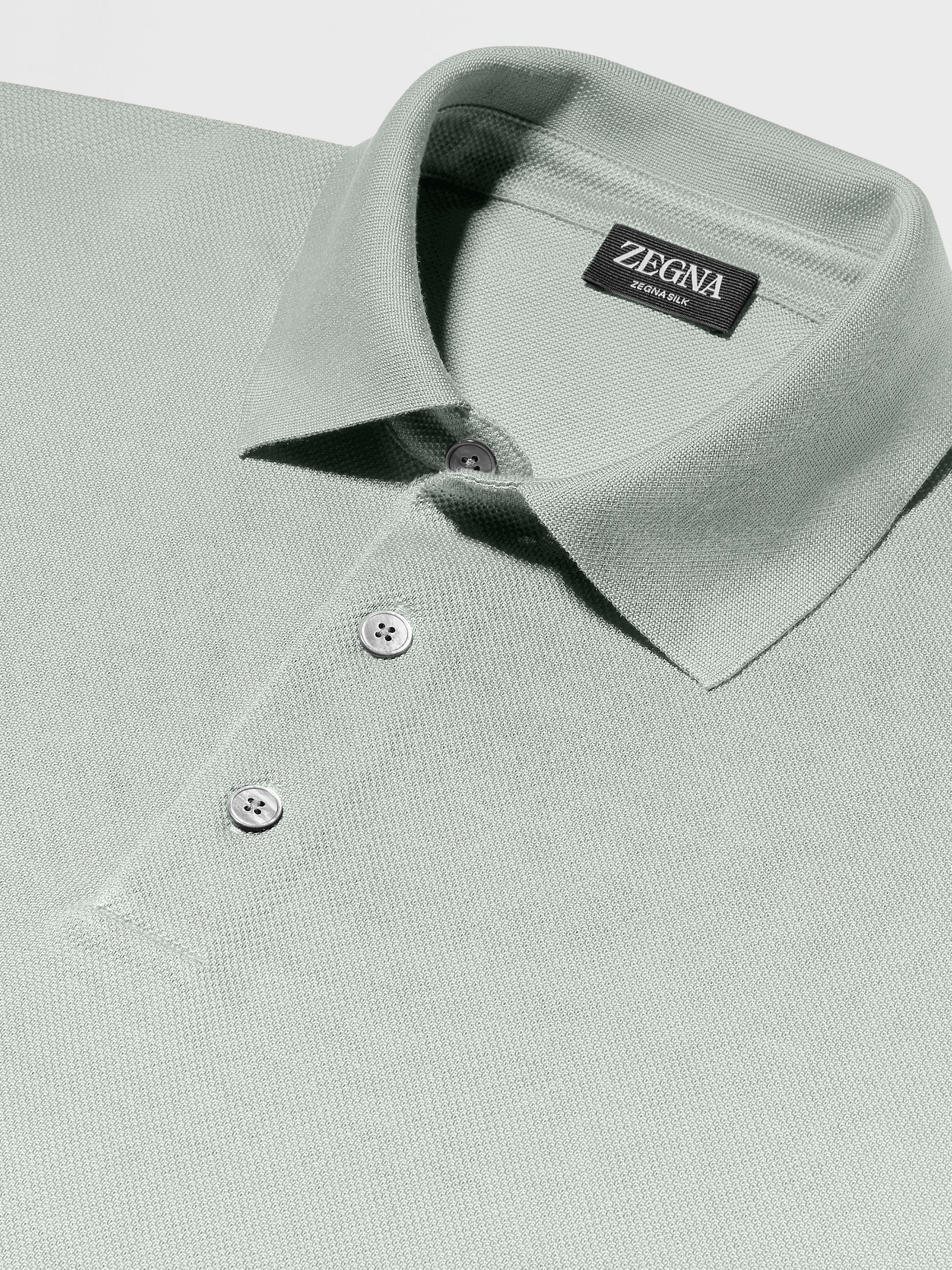 浅蓝色Zegna Silk 桑蚕丝 Polo 衫 產品細節圖 #1