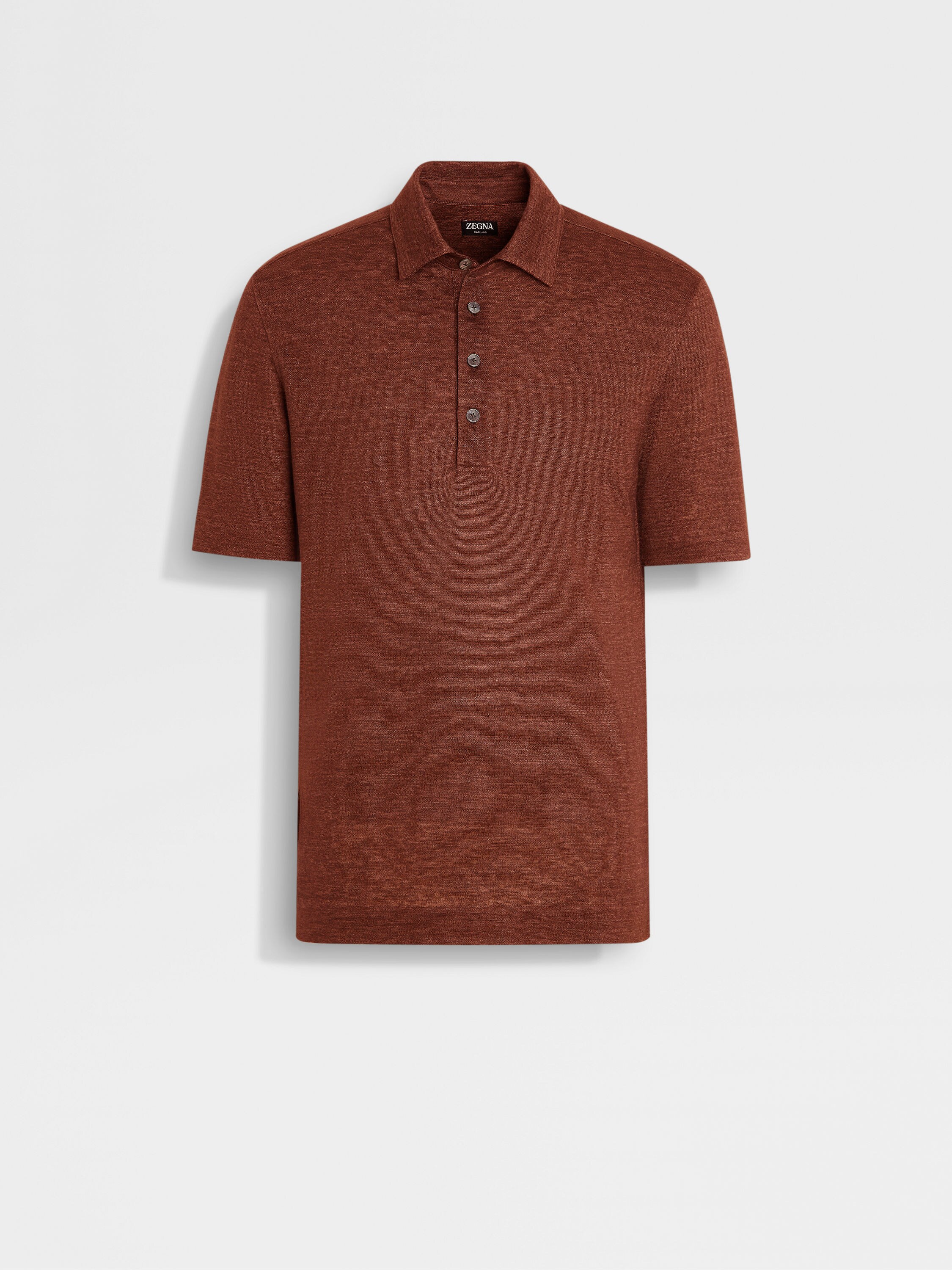 砖红色 Oasi Lino 绿洲亚麻 Polo 衫 產品主圖